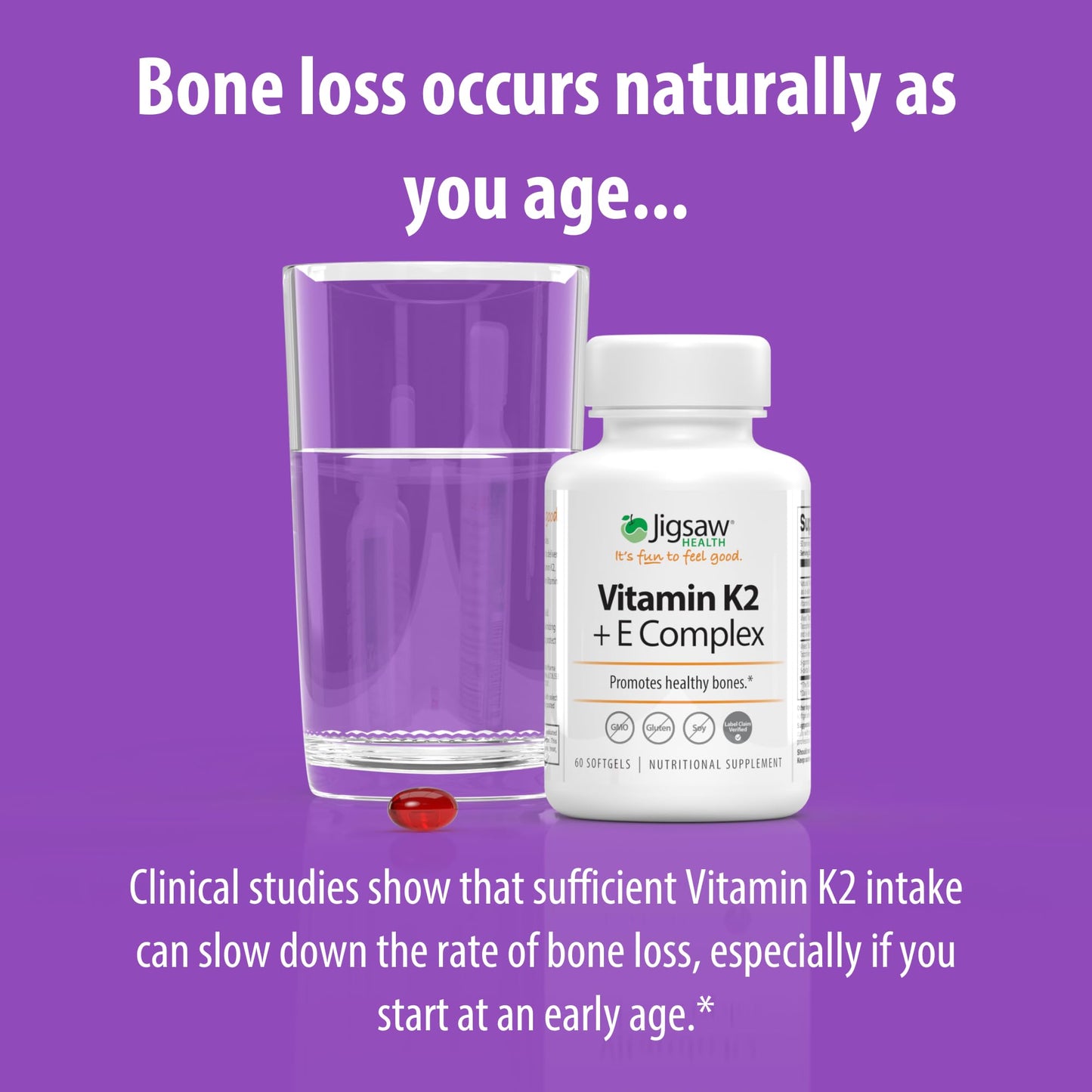 Jigsaw Health Vitamin K2 + E Complex Softgels 60 Count