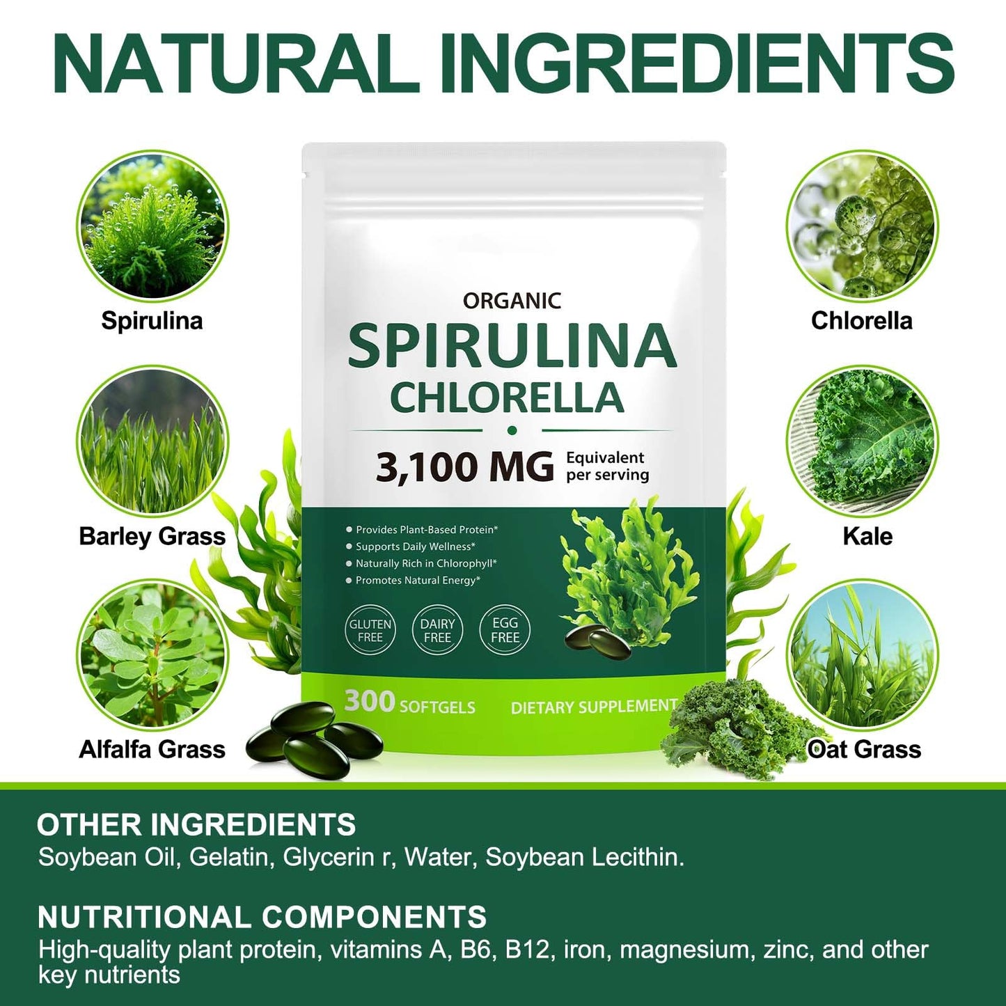 VOGSIG Spirulina Chlorella Softgels 300