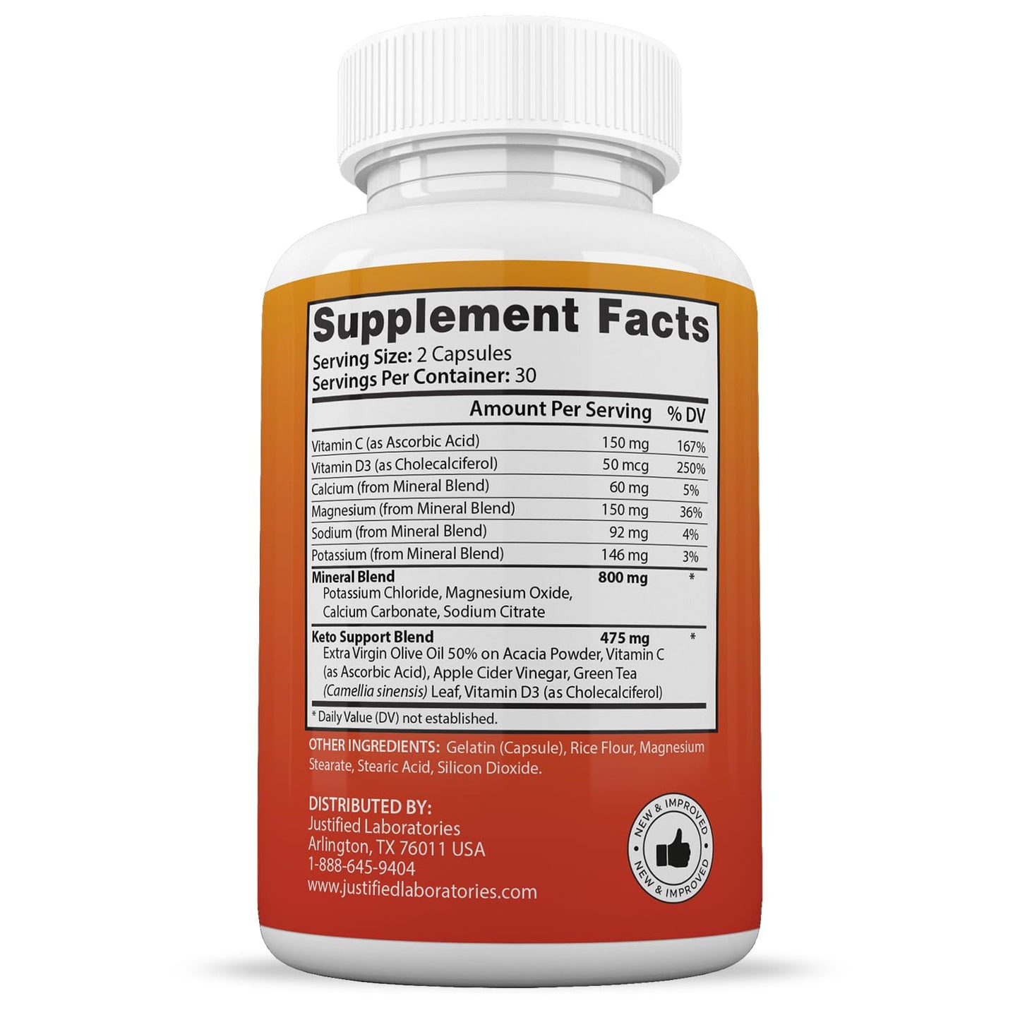 Justified Laboratories Keto GT Keto Pills 1275MG Capsules, 60 Capsules