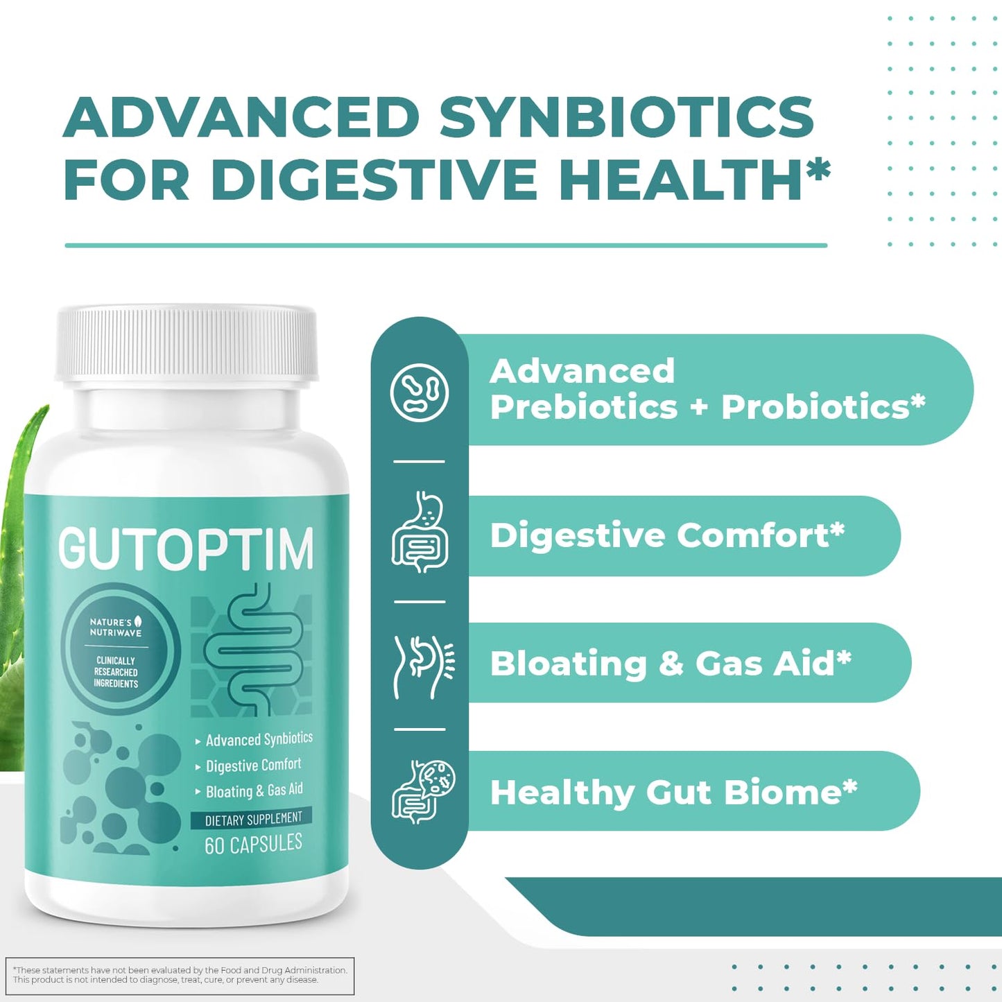 Nature’s NutriWave GutOptim Pre & Probiotic Enzyme Capsules 180 Count