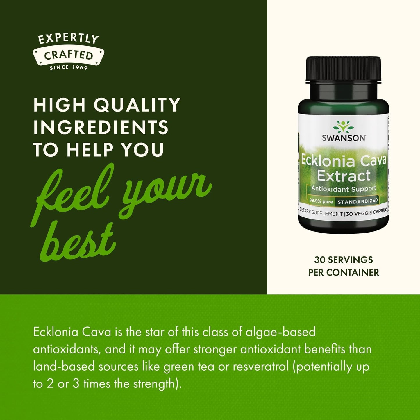 Swanson Ecklonia Cava Extract - Standardized 30 Veg Caps 90 Capsules