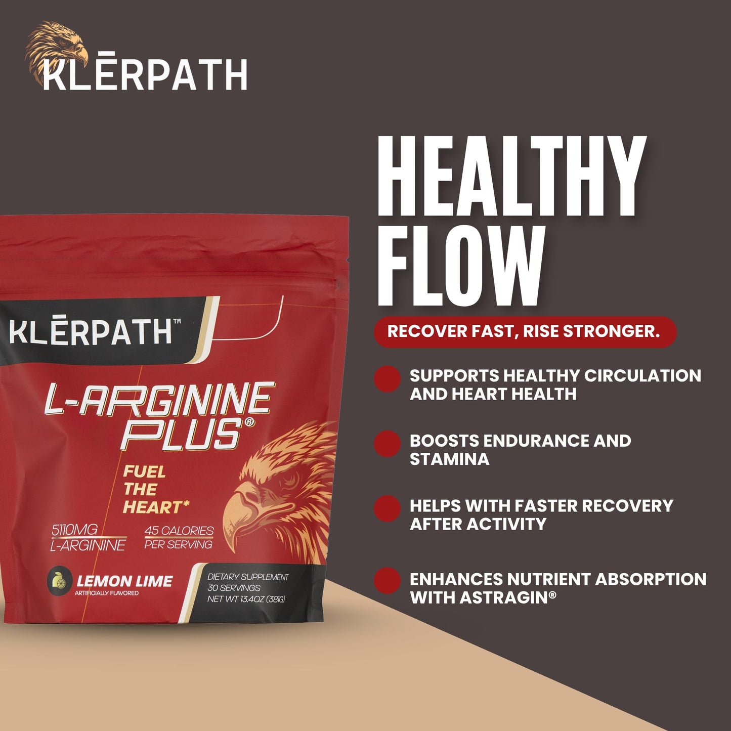 Klerpath L-Arginine Plus & L-Citrulline Pre Workout Powder 13.4 oz