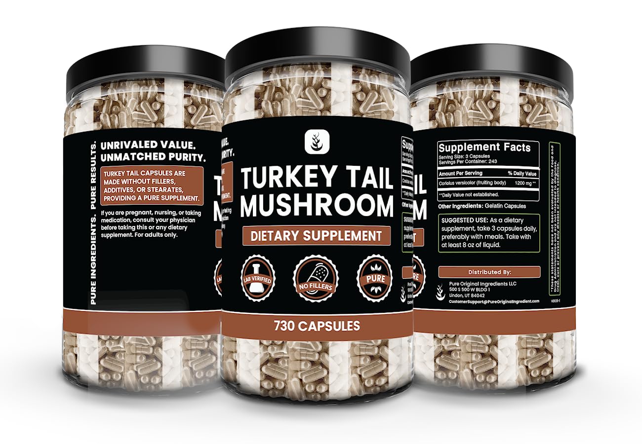 PURE ORIGINAL INGREDIENTS Turkey Tail Mushroom Capsule 1