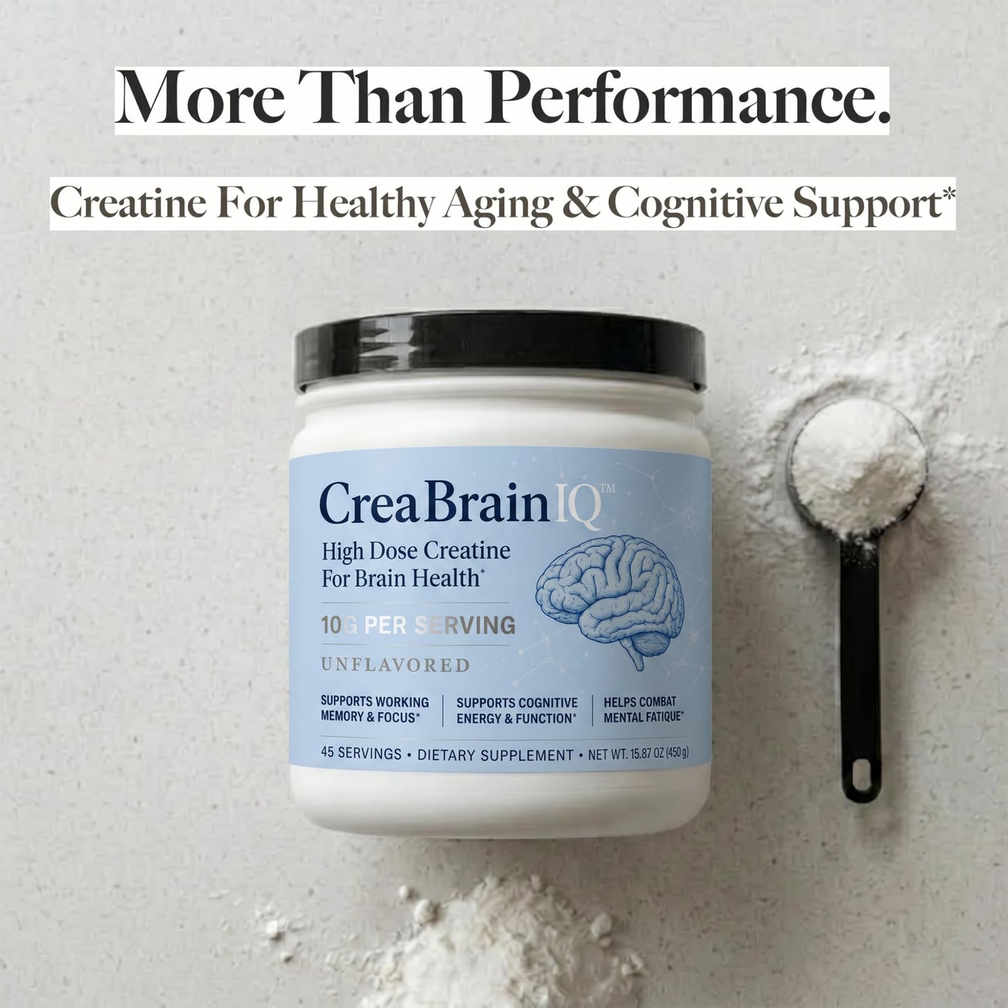 Utzy Naturals CreaBrainIQ High Dose Creatine Powder for Brain Health, 16 oz