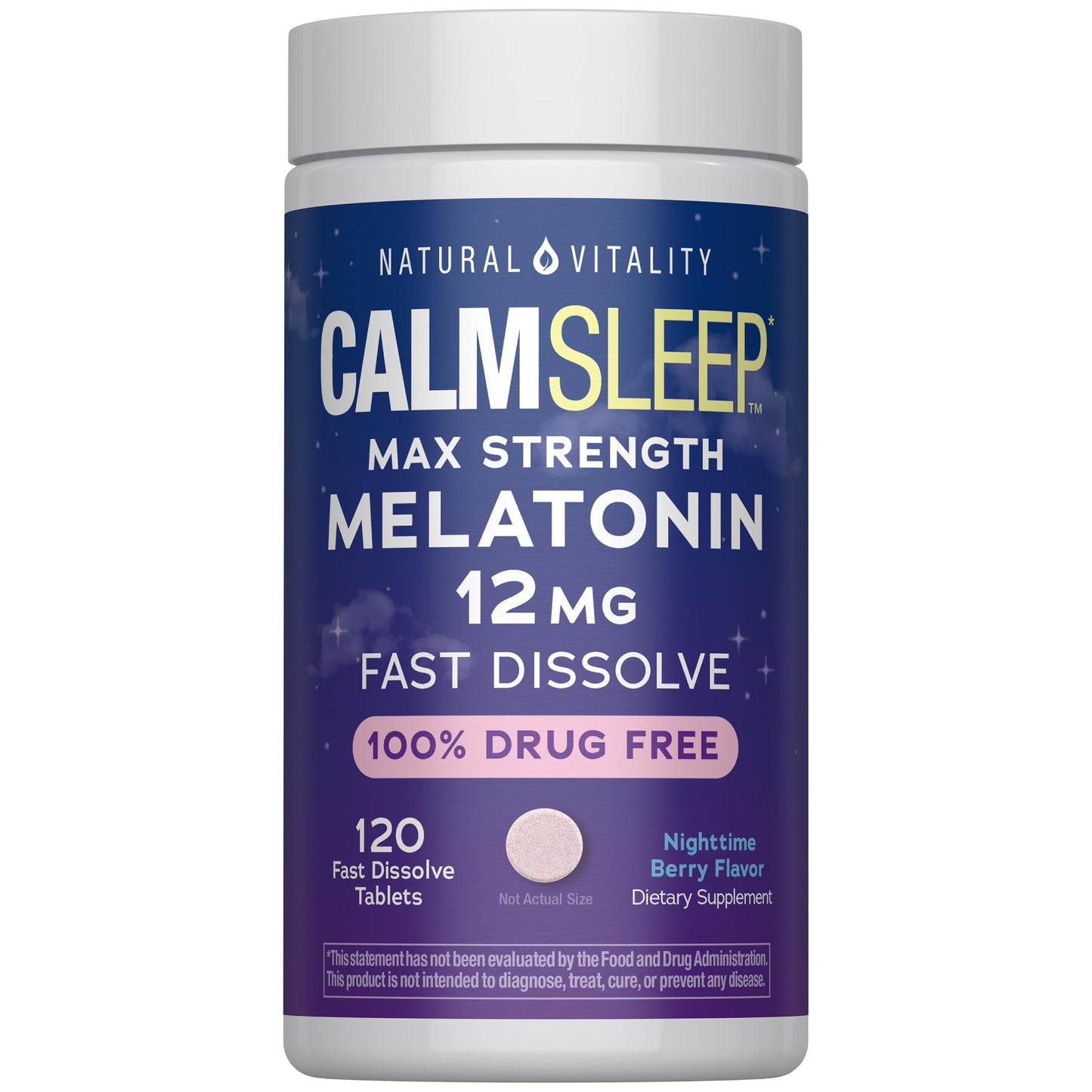 Natural Vitality Calm Sleep Melatonin 12mg Fast Dissolve Tablets, 120 Tablets