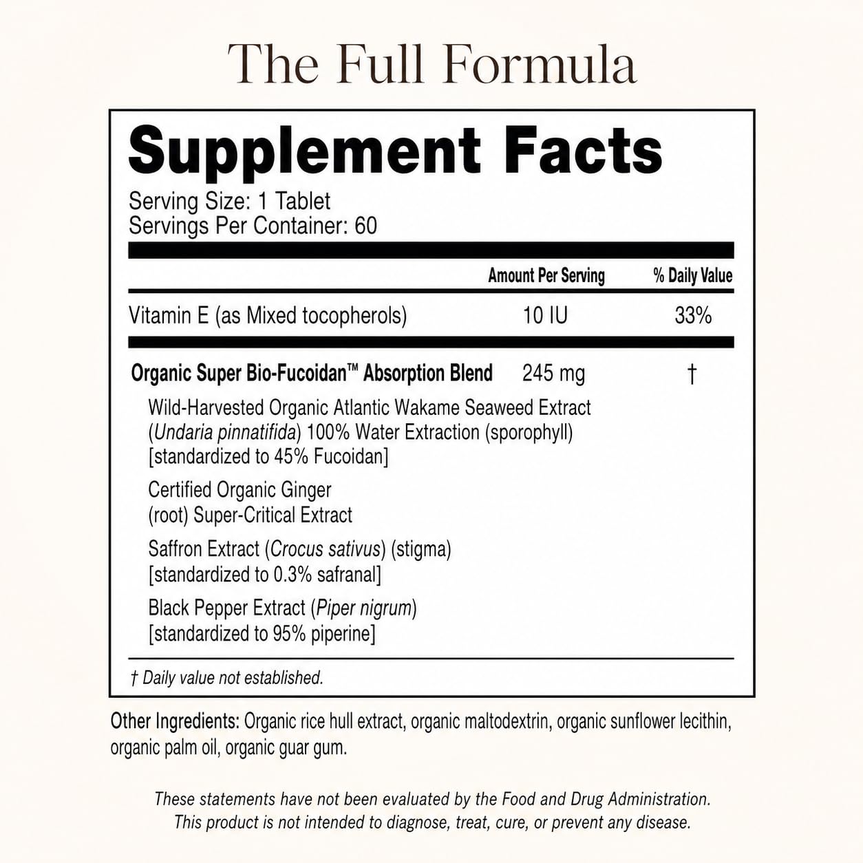 Generic Natures Bioscience Organic Fucoidan Tablets, 60 Count
