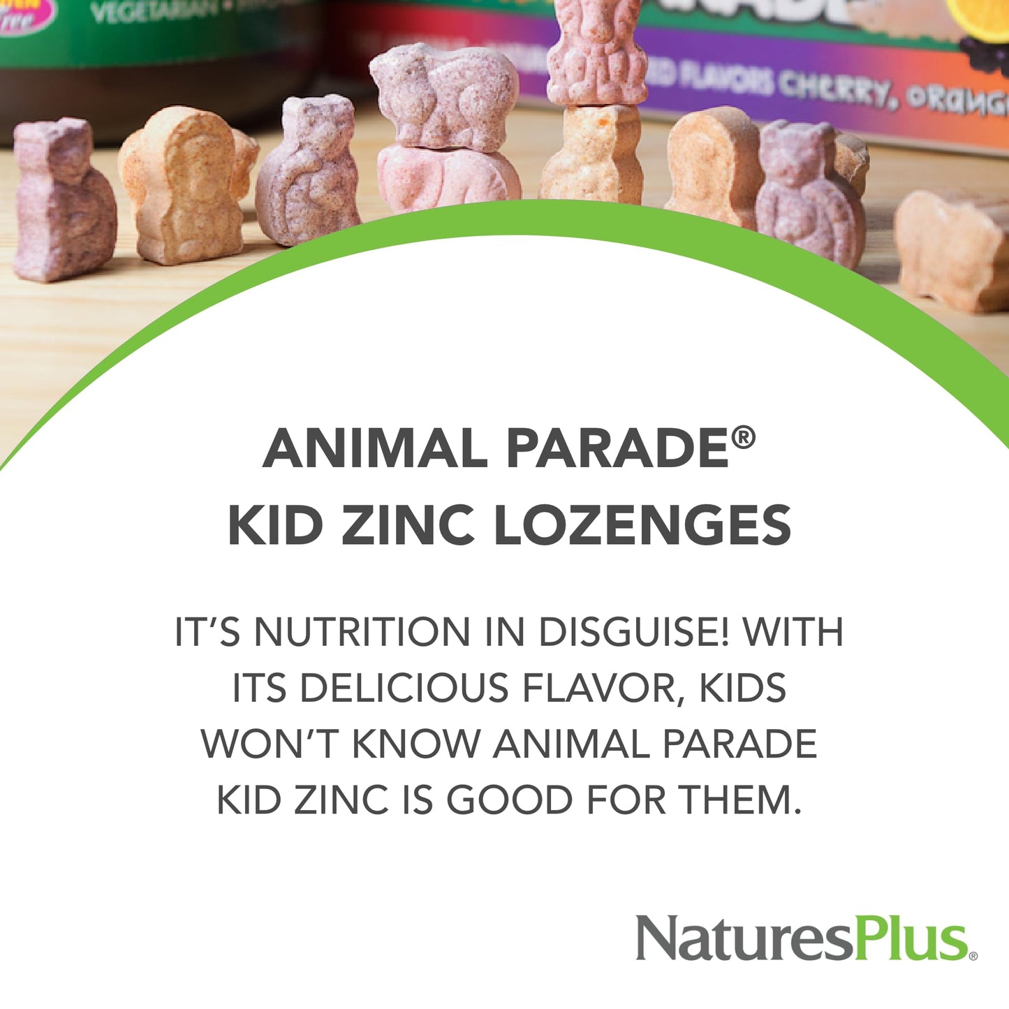 NaturesPlus Animal Parade KidZinc Lozenges, Tangerine Flavor, 90 Lozenges