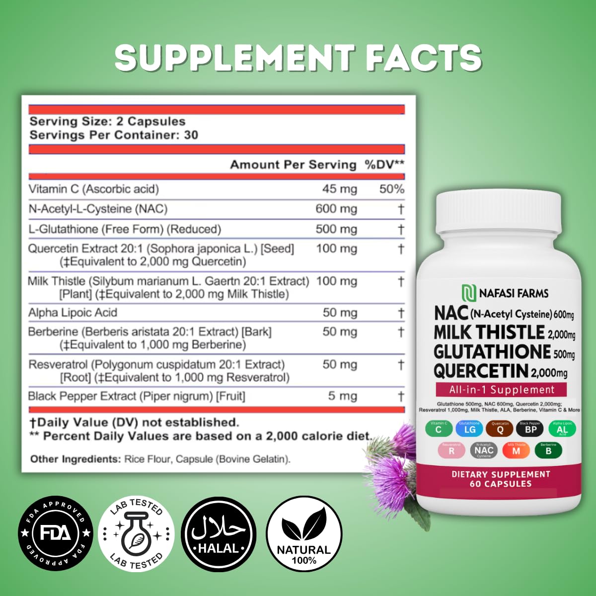 NAFASI FARMS All-in-one NAC Supplement 60 Capsules