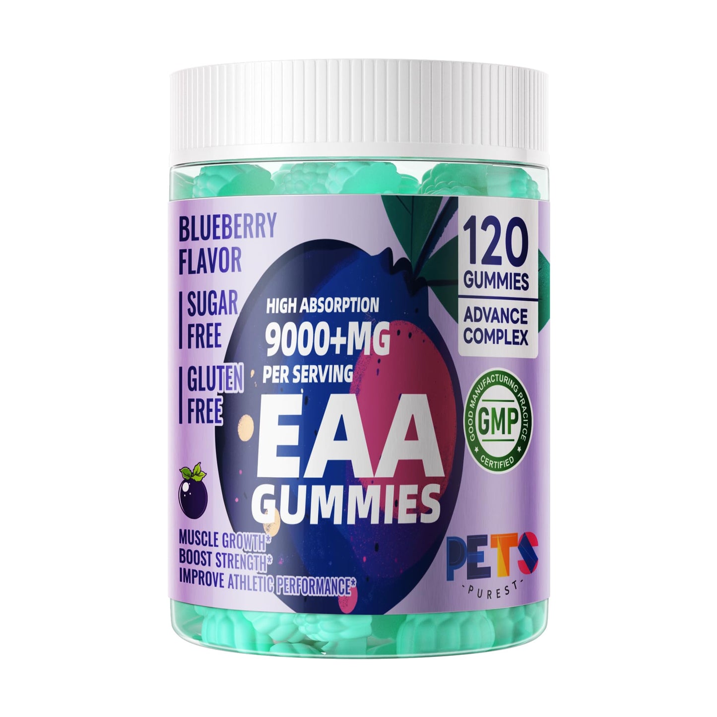 Pets Purest Essential Amino Acids (EAA) & BCAAs Gummies 120