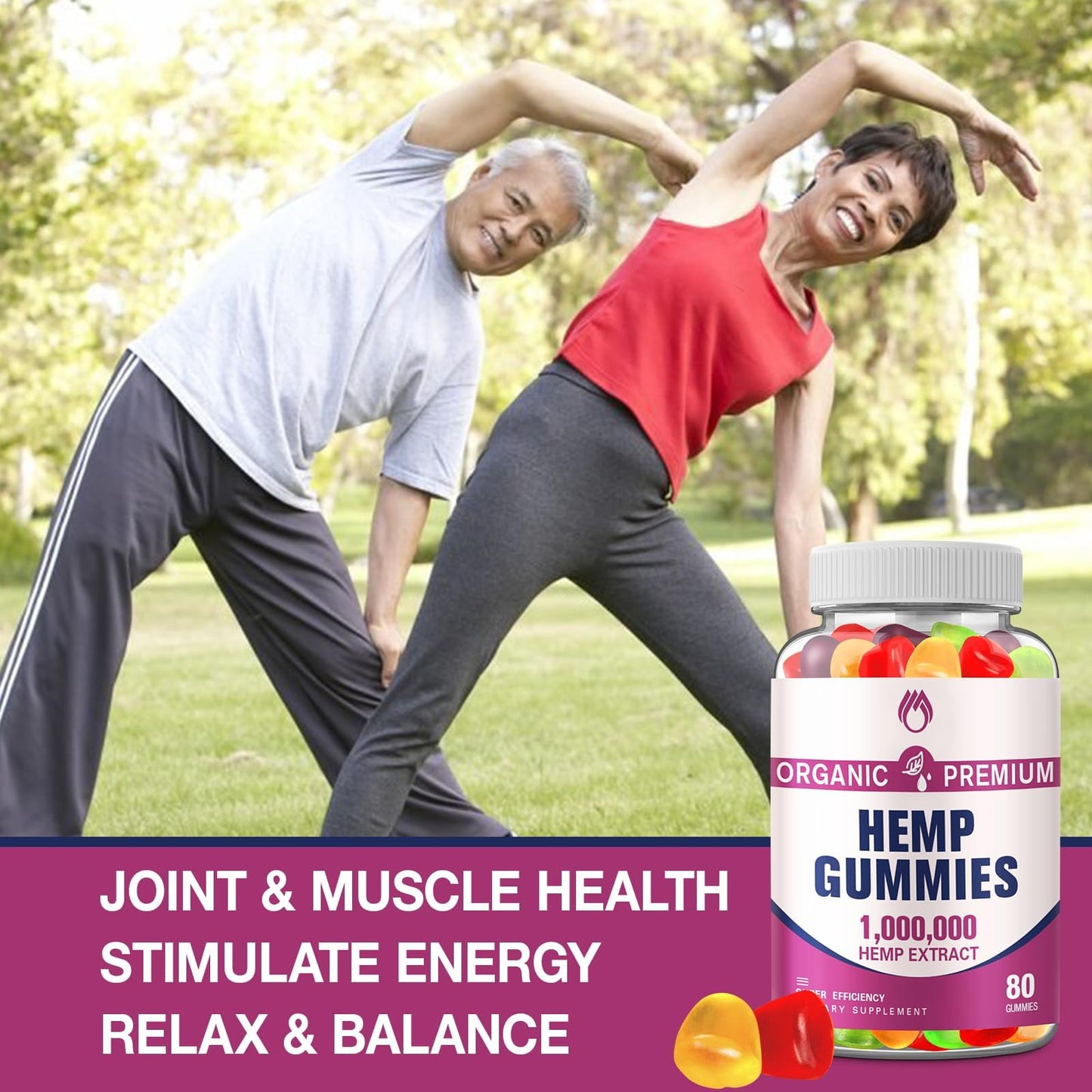 MSLOTAL Hemp Seed Gummies with Hemp Extract, Omega-3-6-9, Vegan, Non-GMO, 80 Gummies