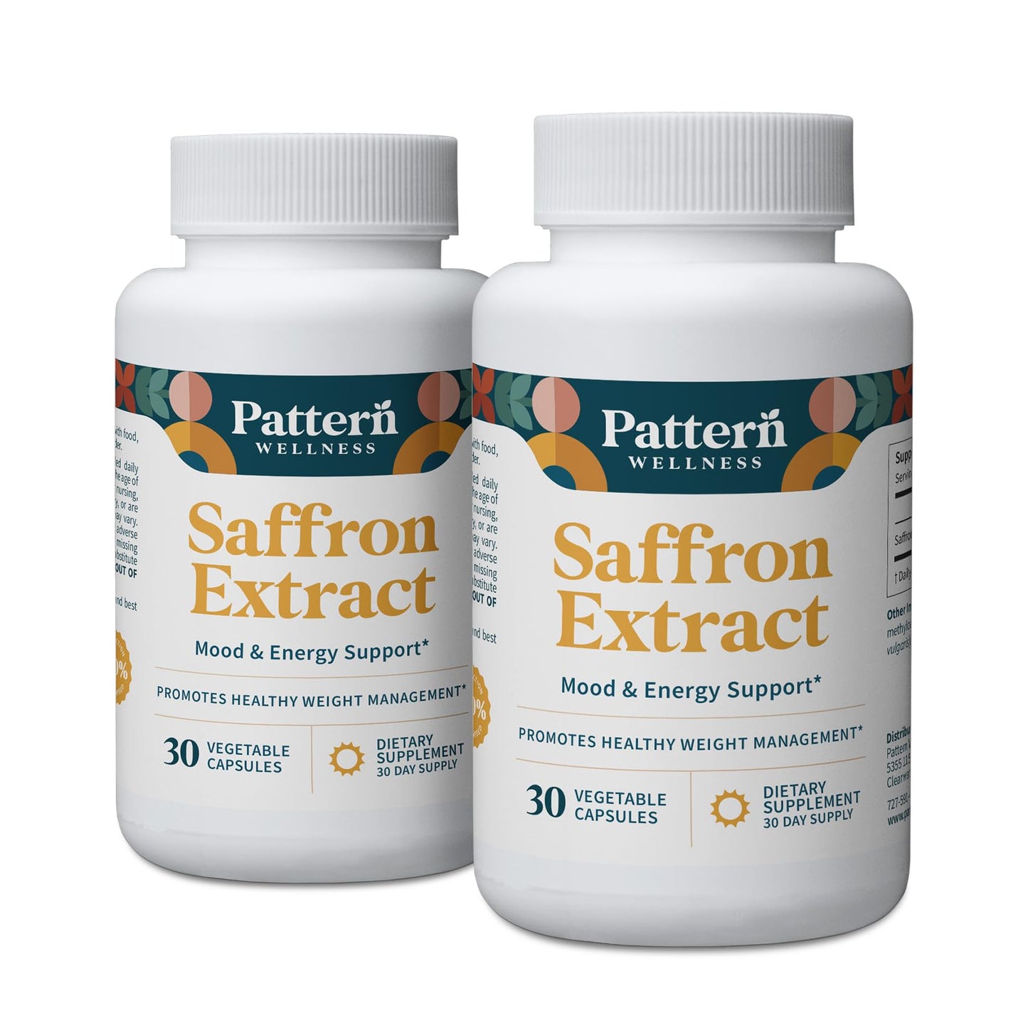 Pattern Wellness Saffron Extract Mood & Wellness Support 88.5mg Saffron Supplement Capsule, 60 Count