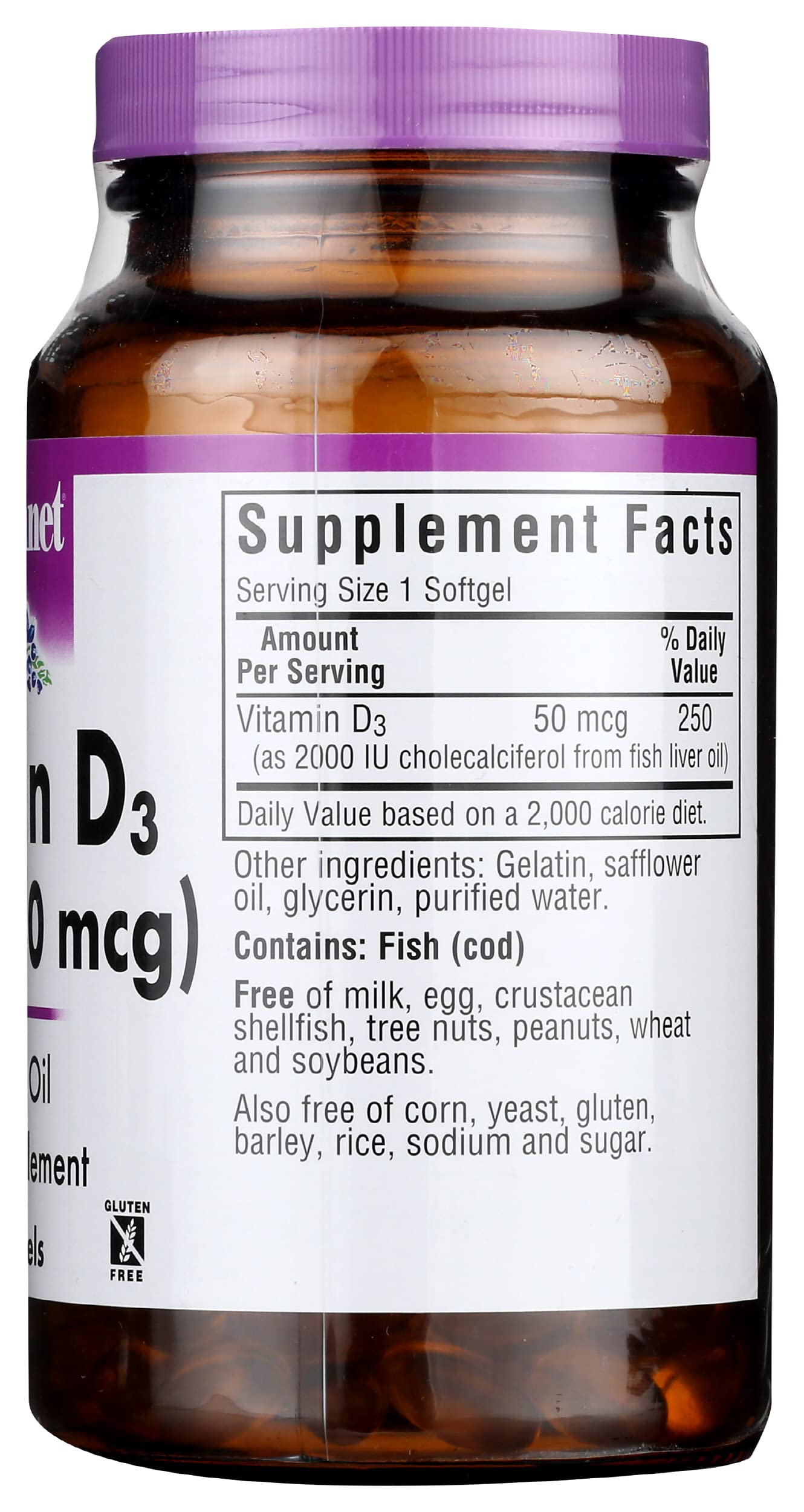 BlueBonnet Vitamin D3 2000 IU Softgels, 250 Count