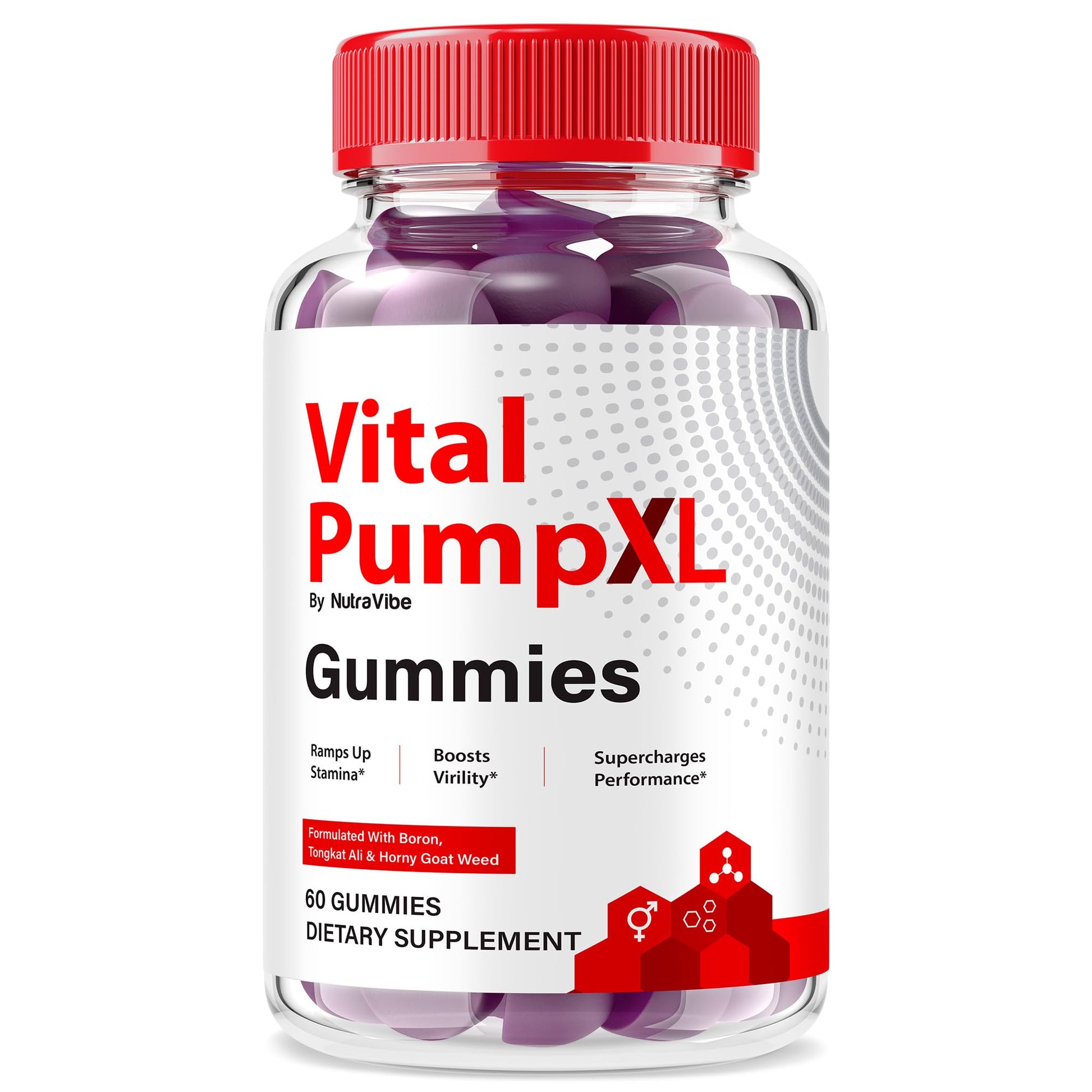 NutraVibe Vital Pump XL Testo Gummies, 60 Count