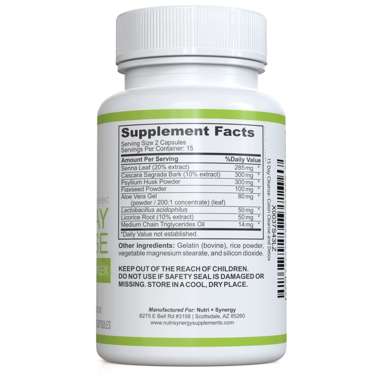 Nutri + Synergy 15 Day Cleanse Advanced Herbal Complex - Colon Cleanse and Detox - Improved Intestinal Health Capsule, 30 Capsules