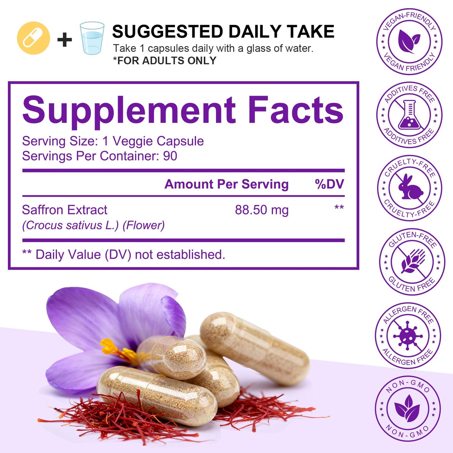 LTQXGT Saffron Supplements Gummy, 90 Count