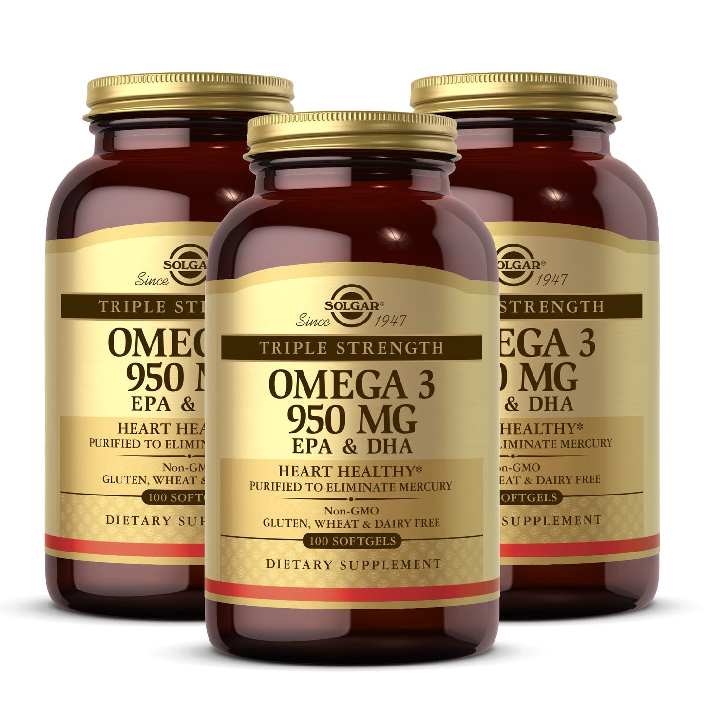 Solgar Triple Strength Omega-3 950 mg Softgels, 300 Total Servings
