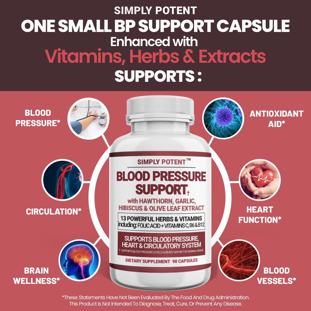 Simply Potent Blood Pressure Support Supplements 90 Capsules