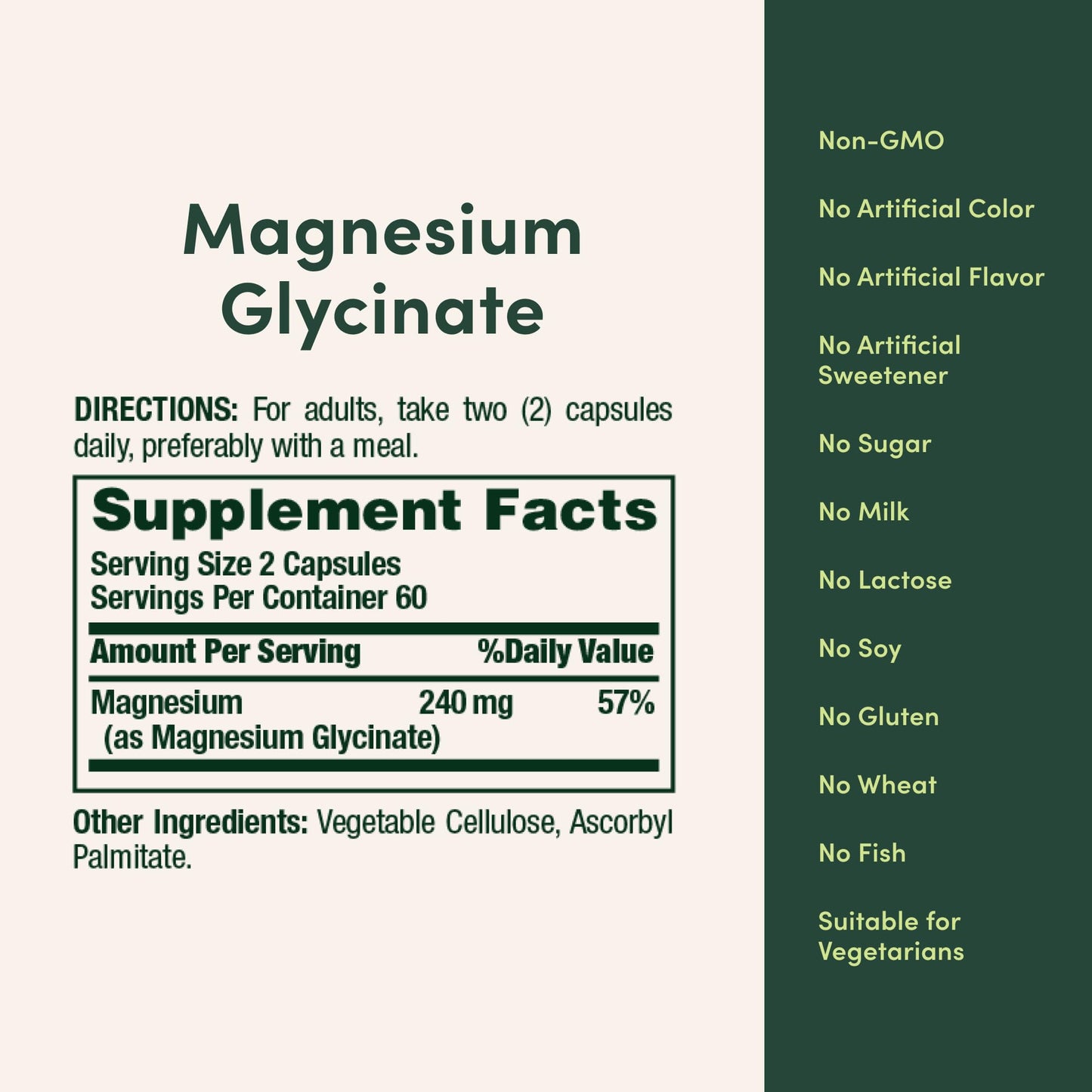 Nature's Bounty High Absorption Magnesium Glycinate 240 mg Capsules, 120 Count