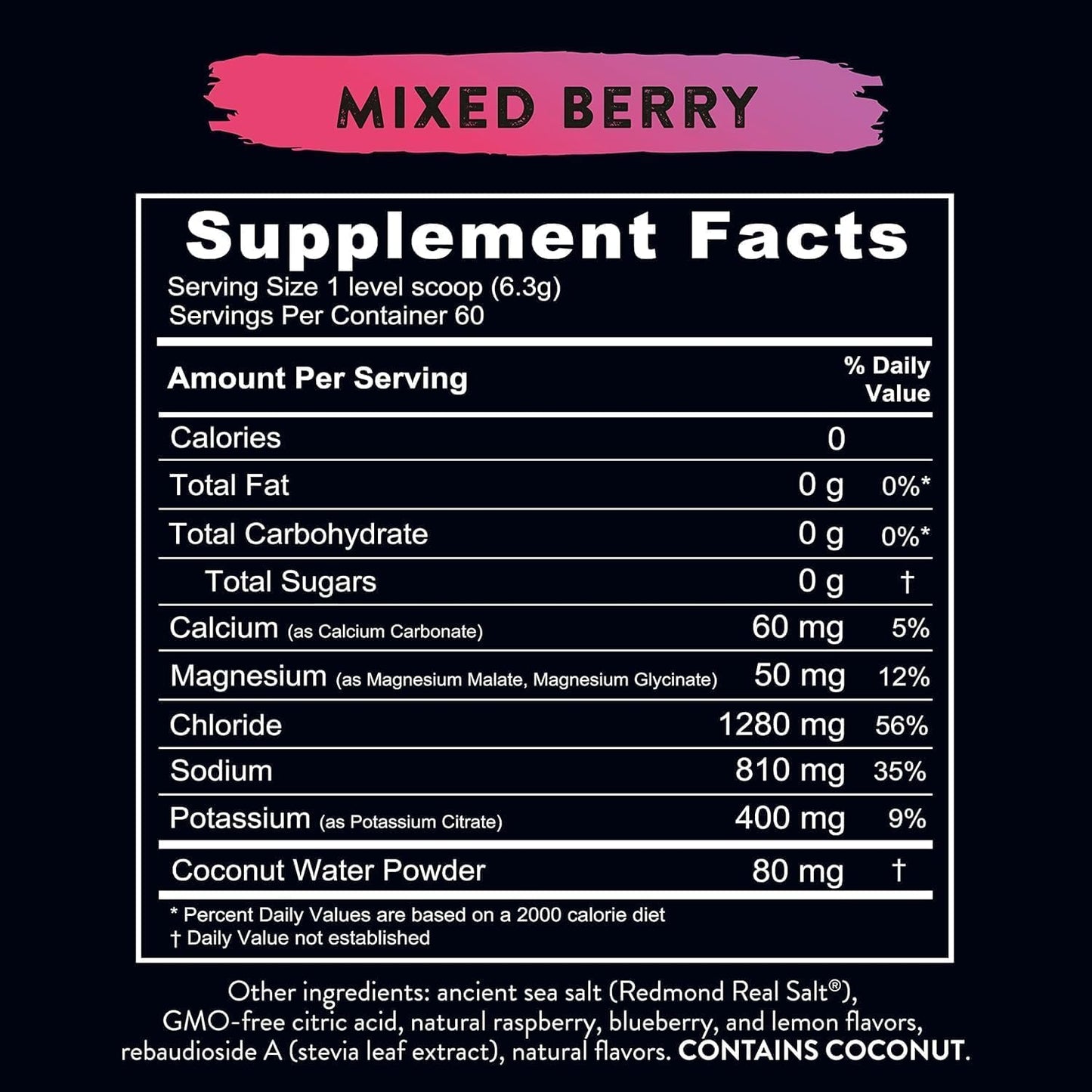 REDMOND Re-Lyte Electrolyte Powder Packets Mixed Berry 30 Servings