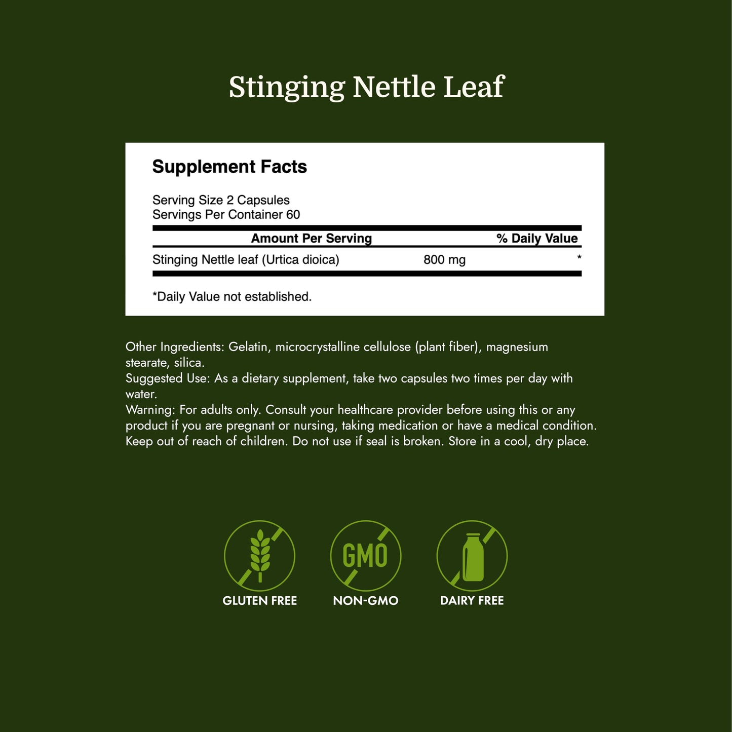 Swanson Stinging Nettle Leaf (Urtica Dioica) 120 Capsules