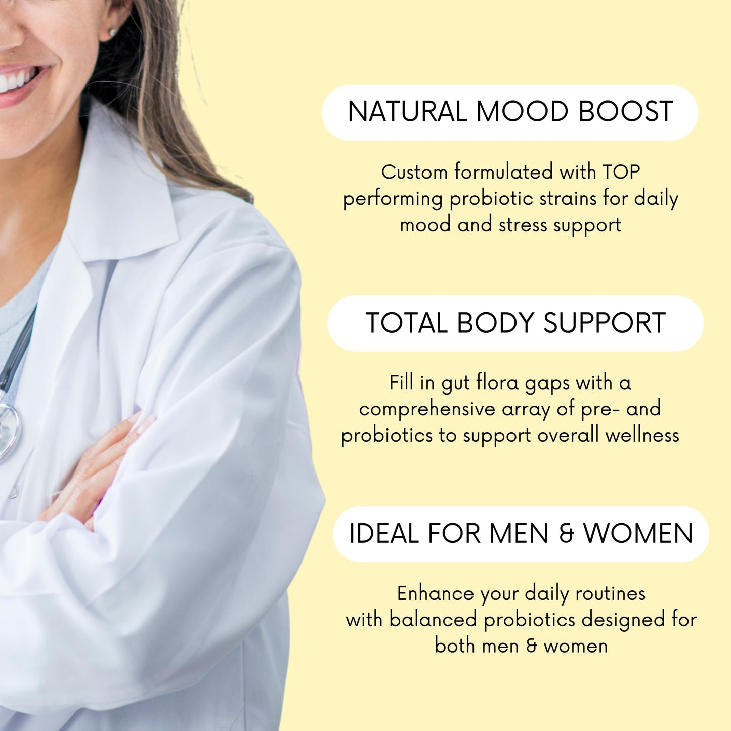 Lifted Naturals Probiotics 30 Billion CFU Bifidus Mood Support Capsules, 60 Count