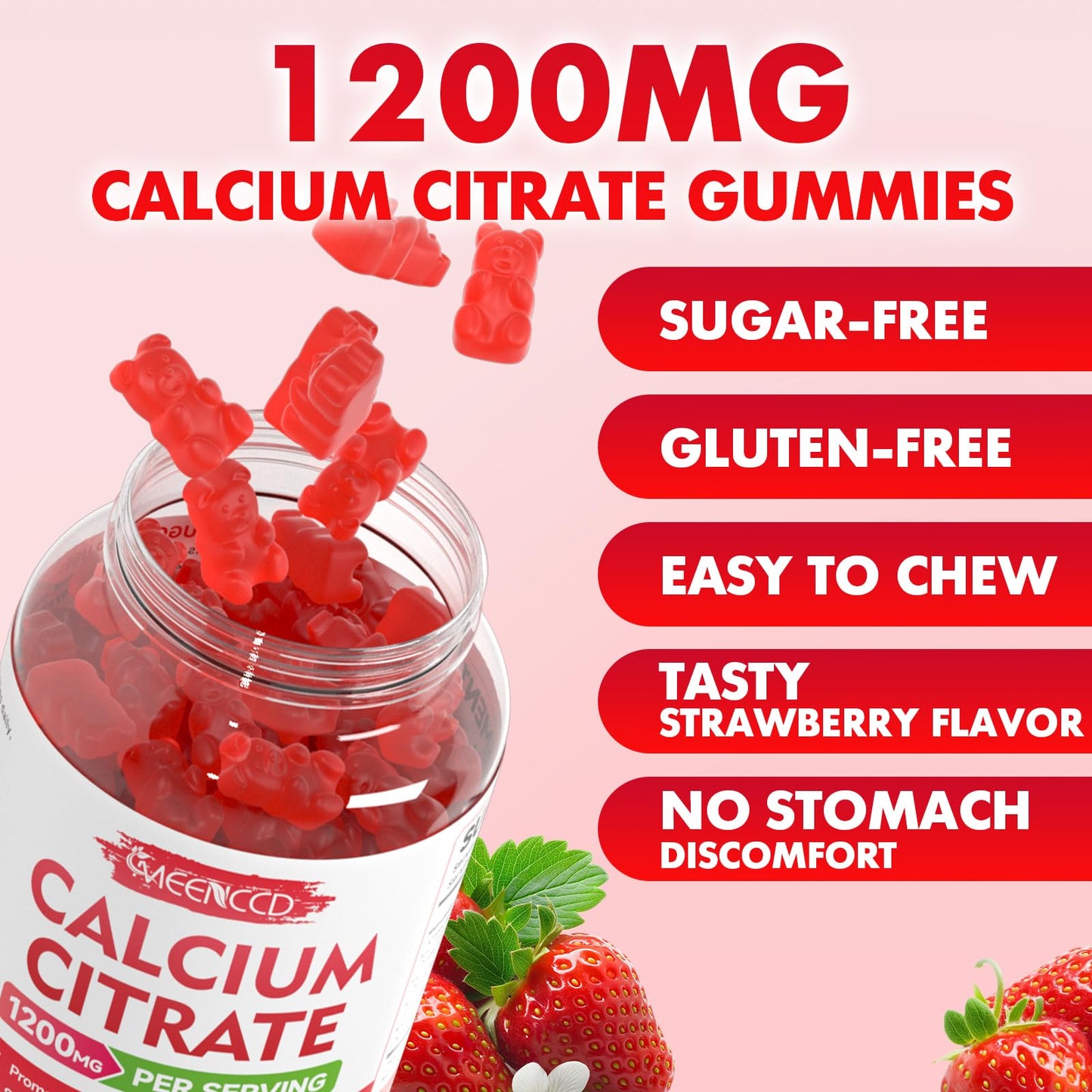 MEENCCD Calcium Citrate Gummies 1200mg, 60 Count