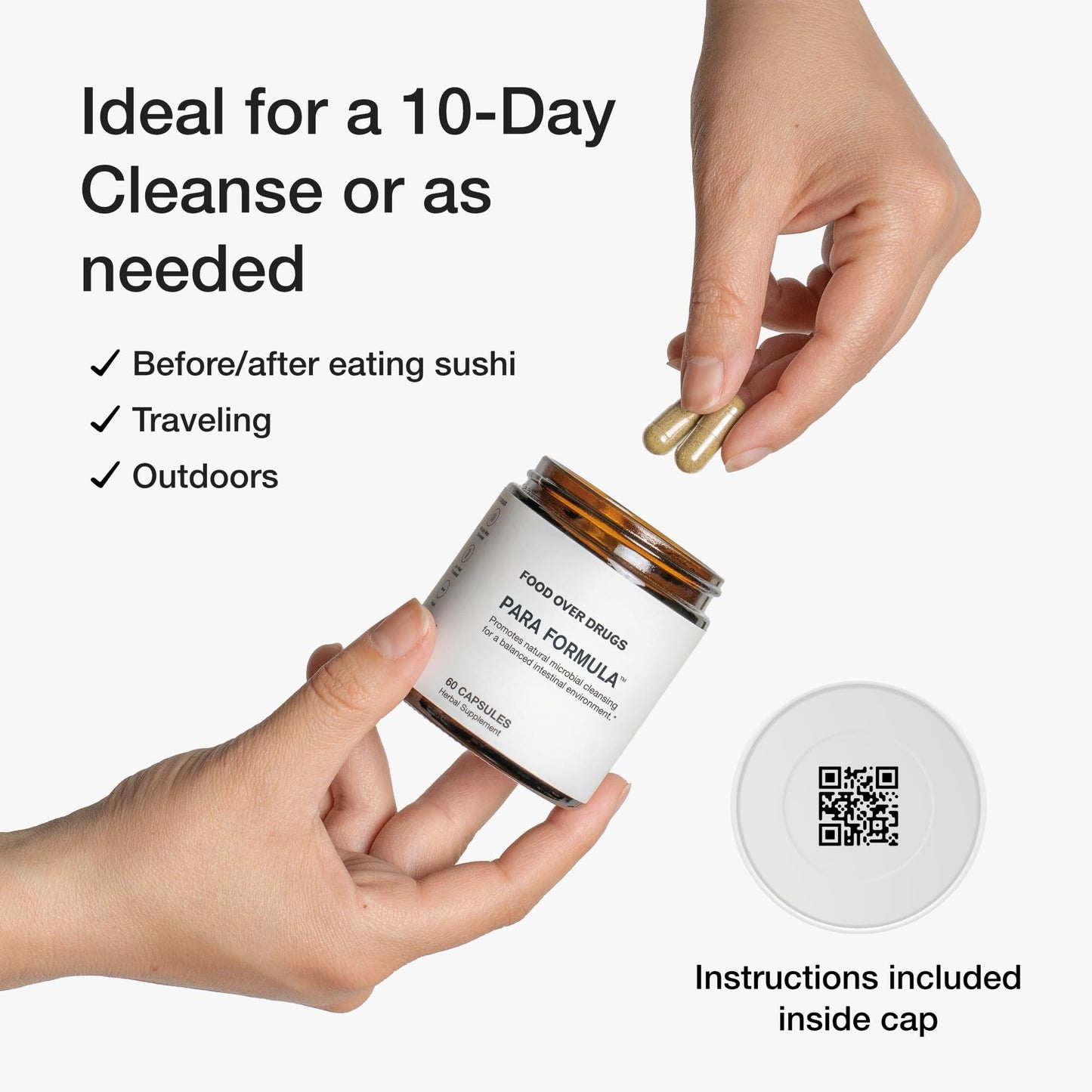 Food Over Drugs Para Formula Full Spectrum Herbal Cleanse for Humans Natural Intestinal Microbial Detox & Complete Body Cleanse Capsule, 60 Count