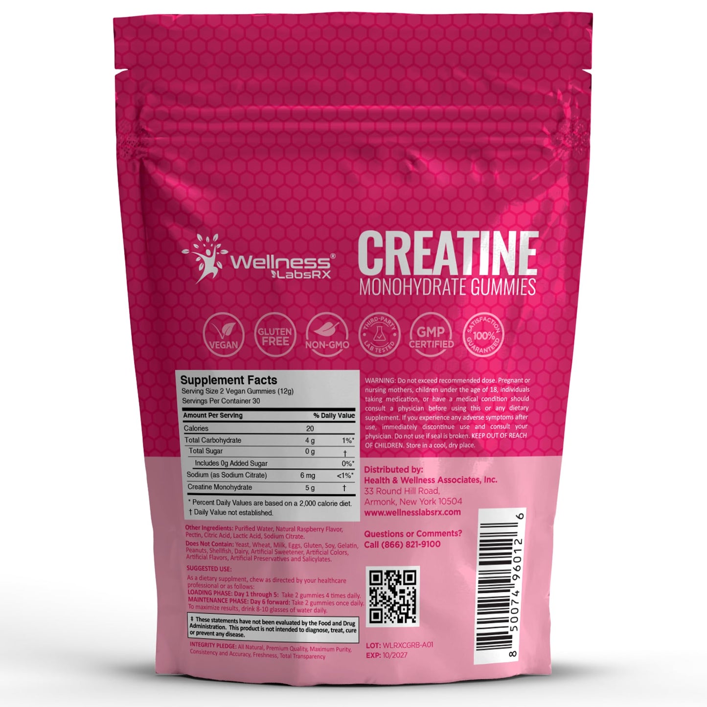 WELLNESS LABSRX Creatine Monohydrate Gummies, 60 Gummies