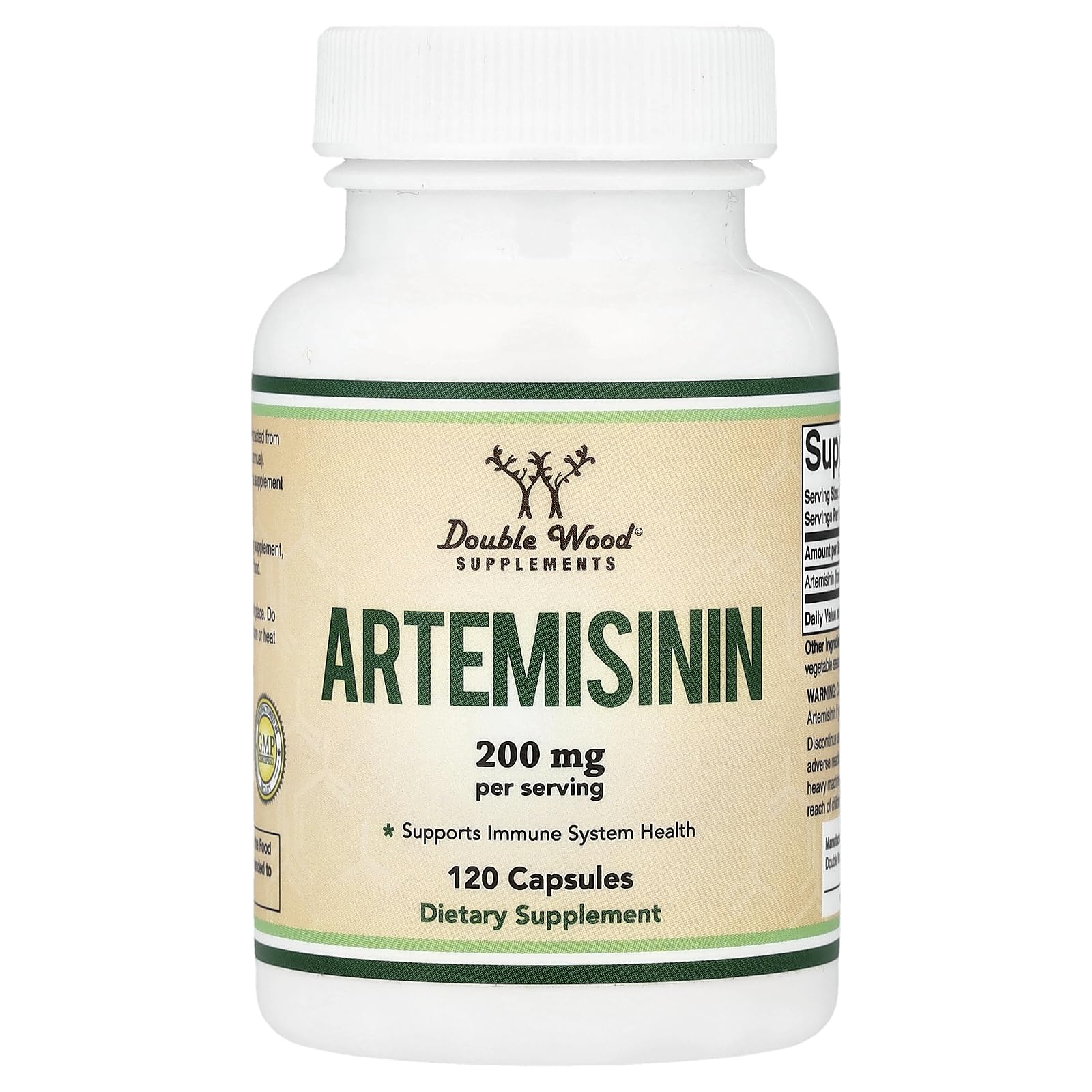 Double Wood Supplements Artemisinin (Sweet Wormwood)(Artemisia Annua) 200mg Per Serving Capsules 120 Count