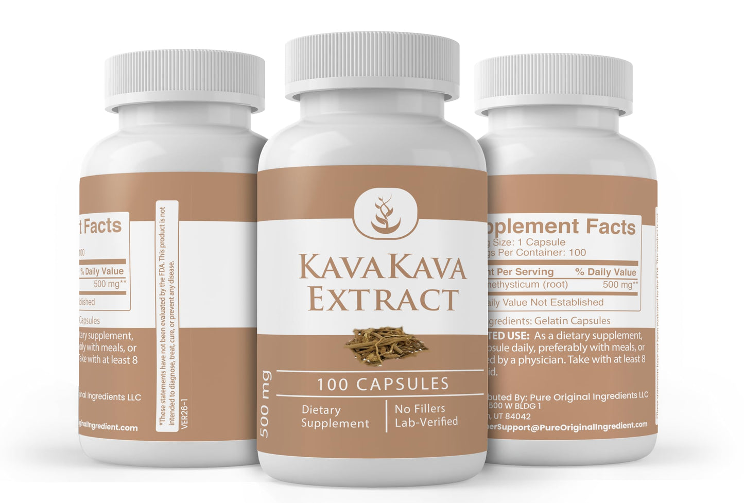 PURE ORIGINAL INGREDIENTS Kava Kava Extract Capsules 100