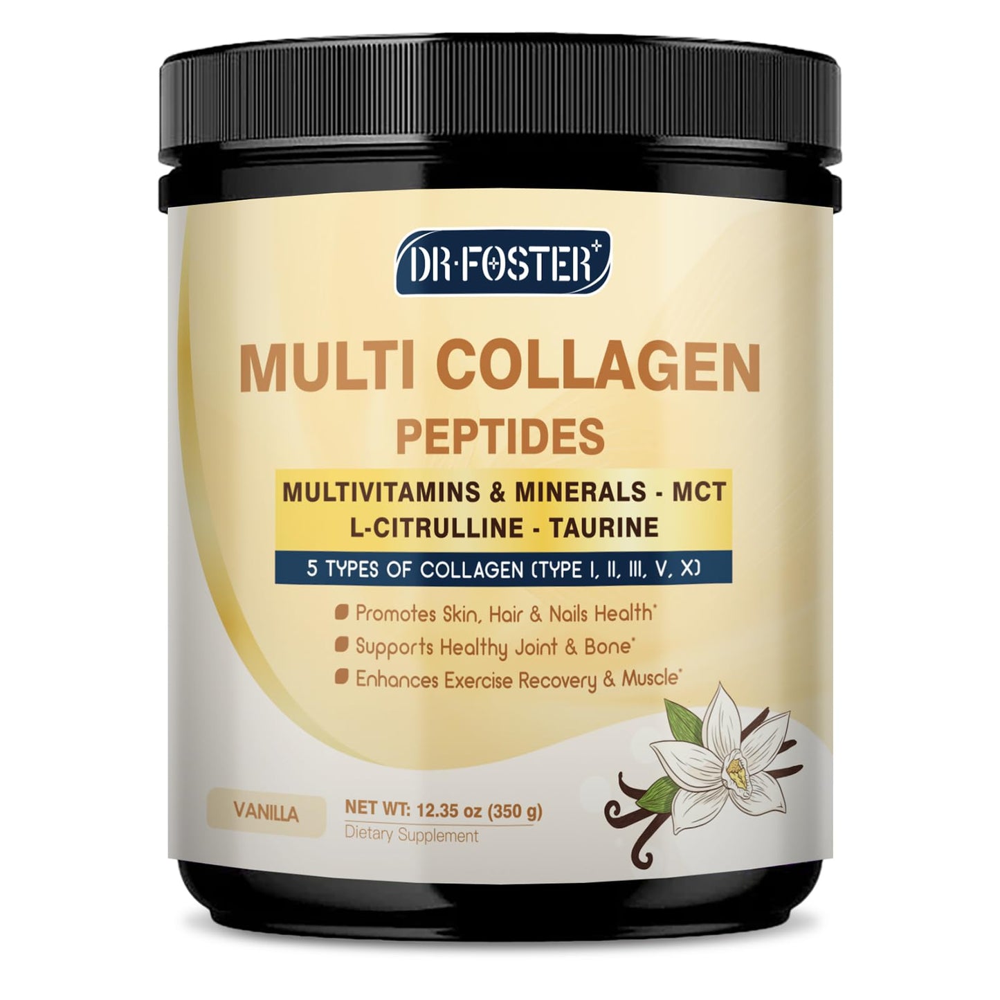 DRFOSTER Vanilla Collagen Peptides Powder, 12.35 Ounce
