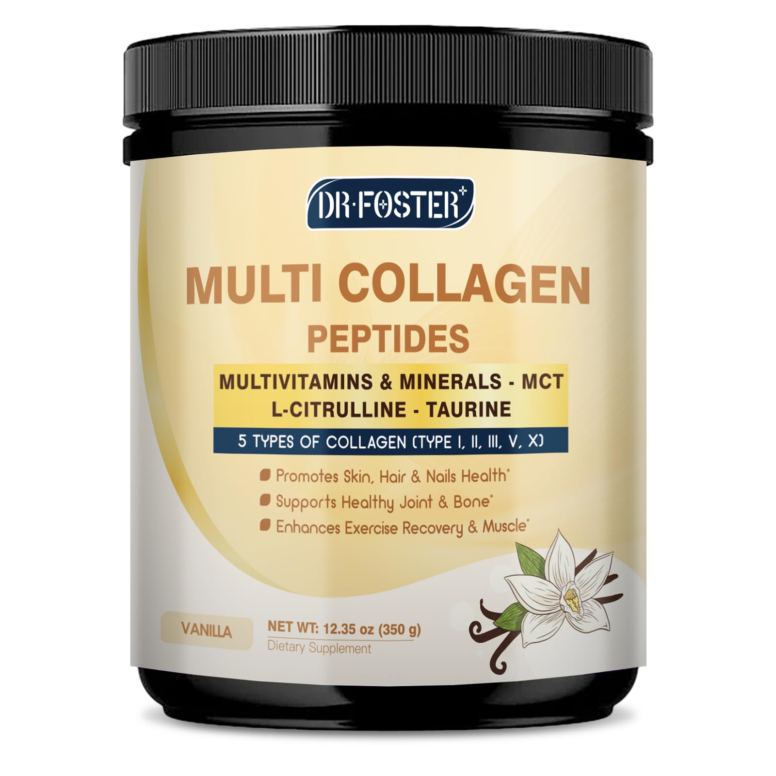 DRFOSTER Vanilla Collagen Peptides Powder, 12.35 Ounce