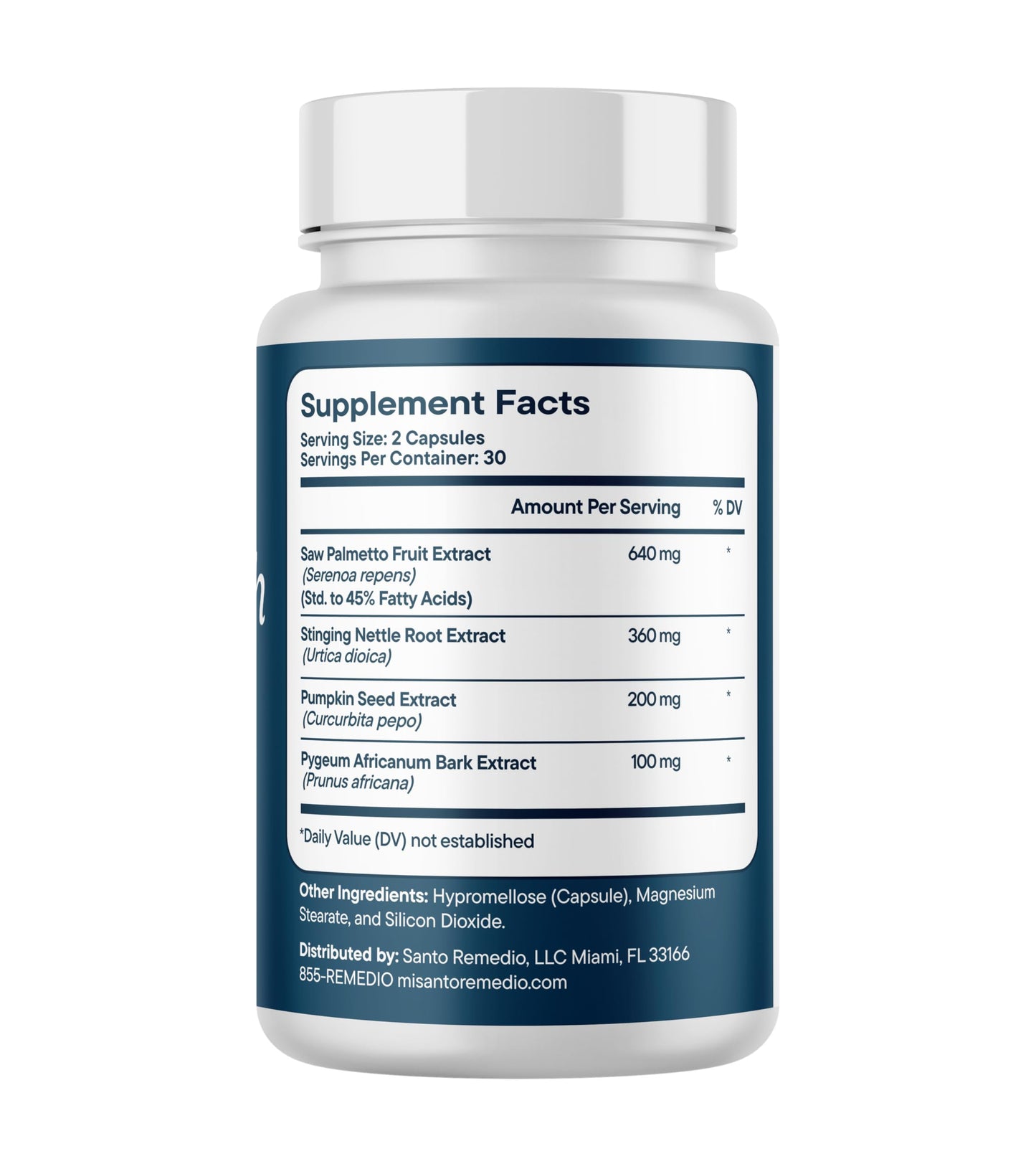 Santo Remedio Prostate Health Saw Palmetto 640 mg with Stinging Nettle, Pumpkin Seed & Pygeum Capsules, 60 Count