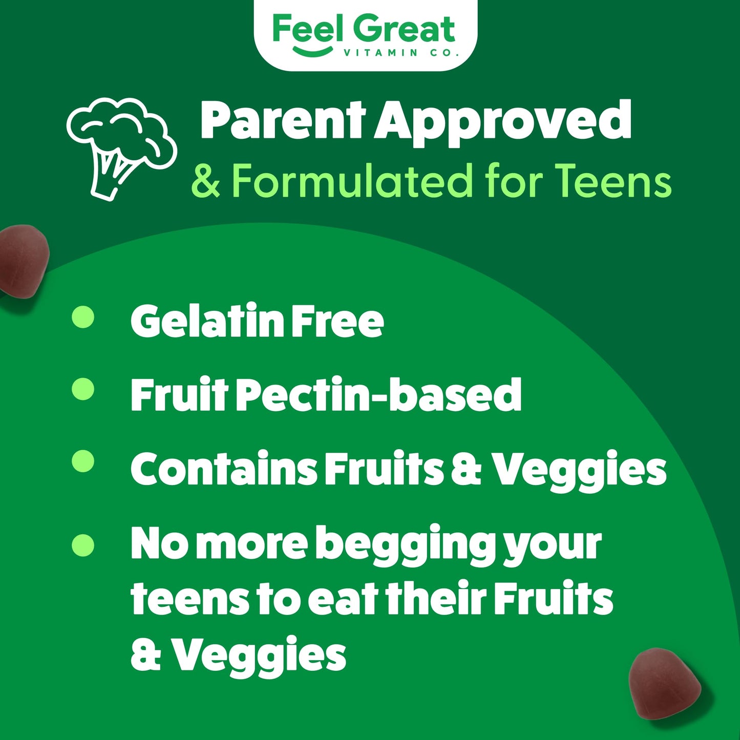 The Feel Great Vitamin Company Feel Great Super Green Gummies Teen Vitamins Gummy 60 Count