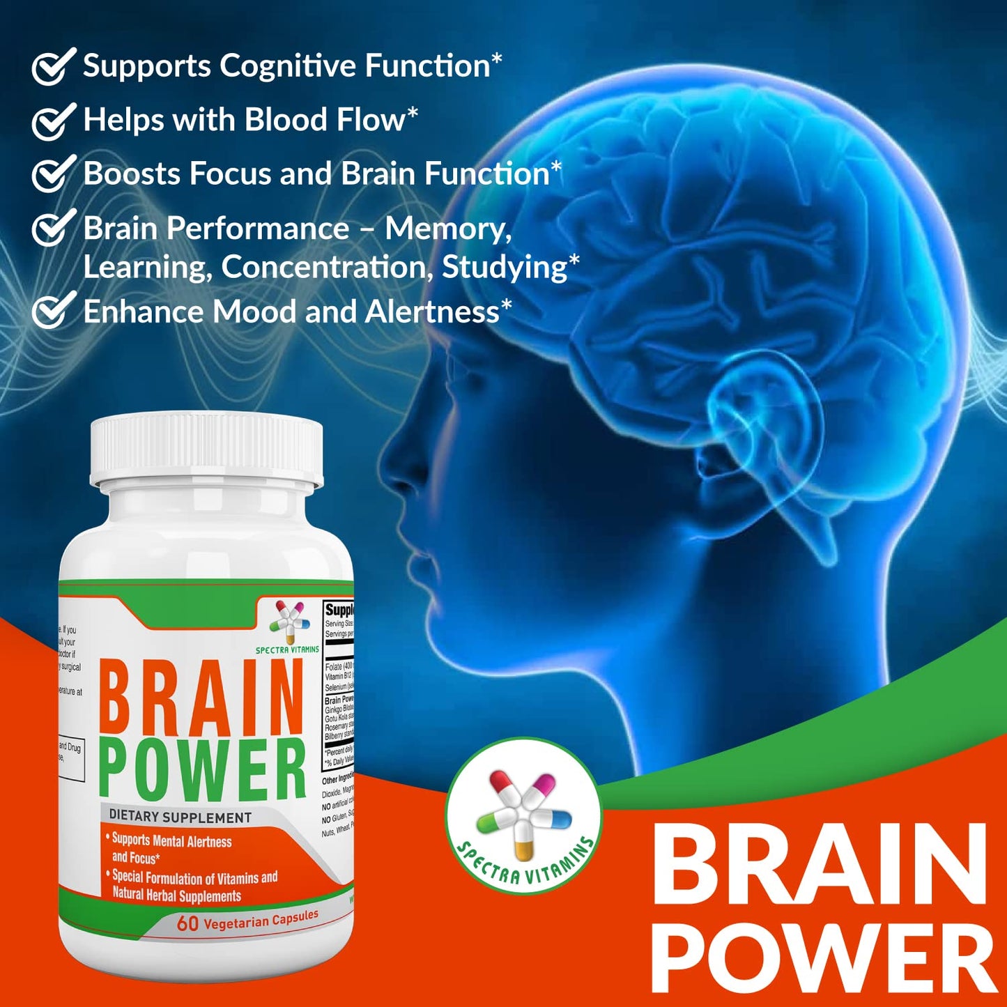 Spectra Vitamins Brain Power Capsule, 60 Capsules
