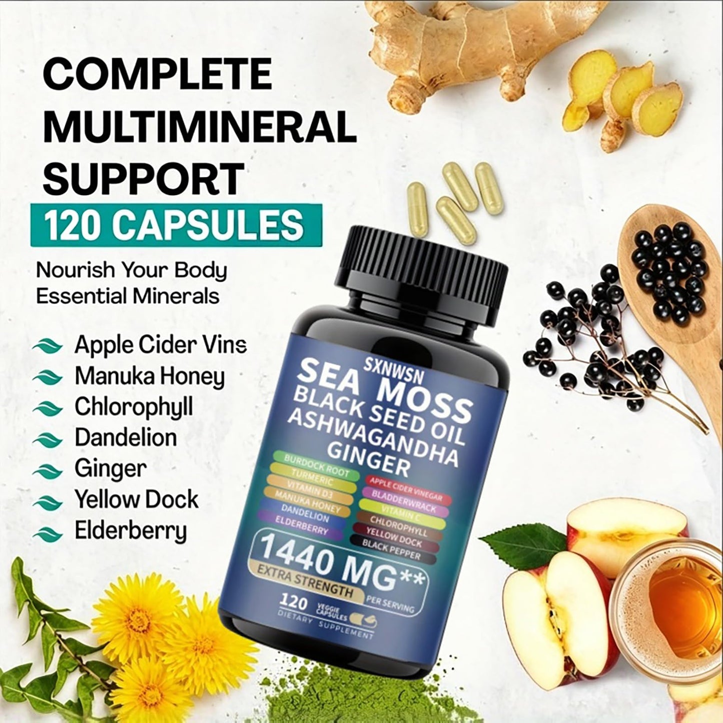 SXNWSN Shilajit Complex + Sea Moss Complex Set 240 Capsules