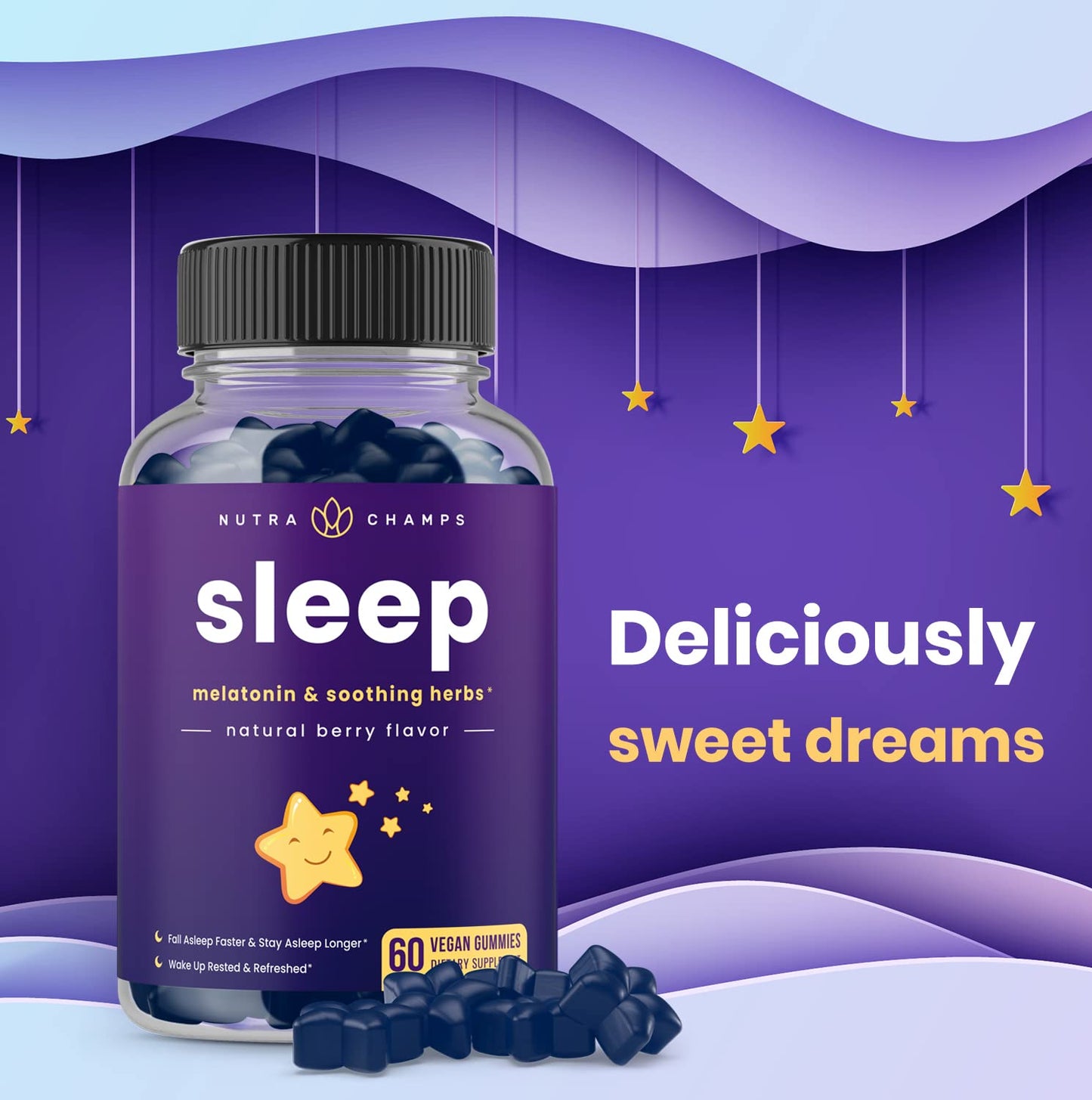 NutraChamps Sleep Gummies for Adults & Kids, 60 Count