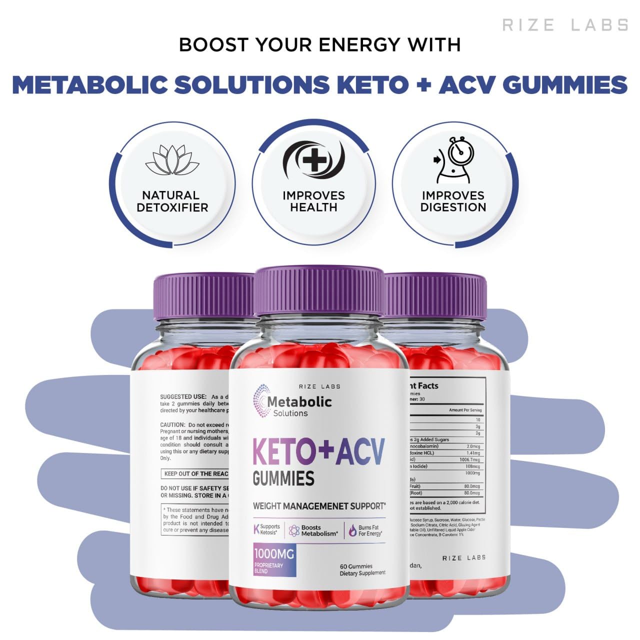 Rize Labs Metabolic Solutions Keto+ACV Gummies, 180 Gummies