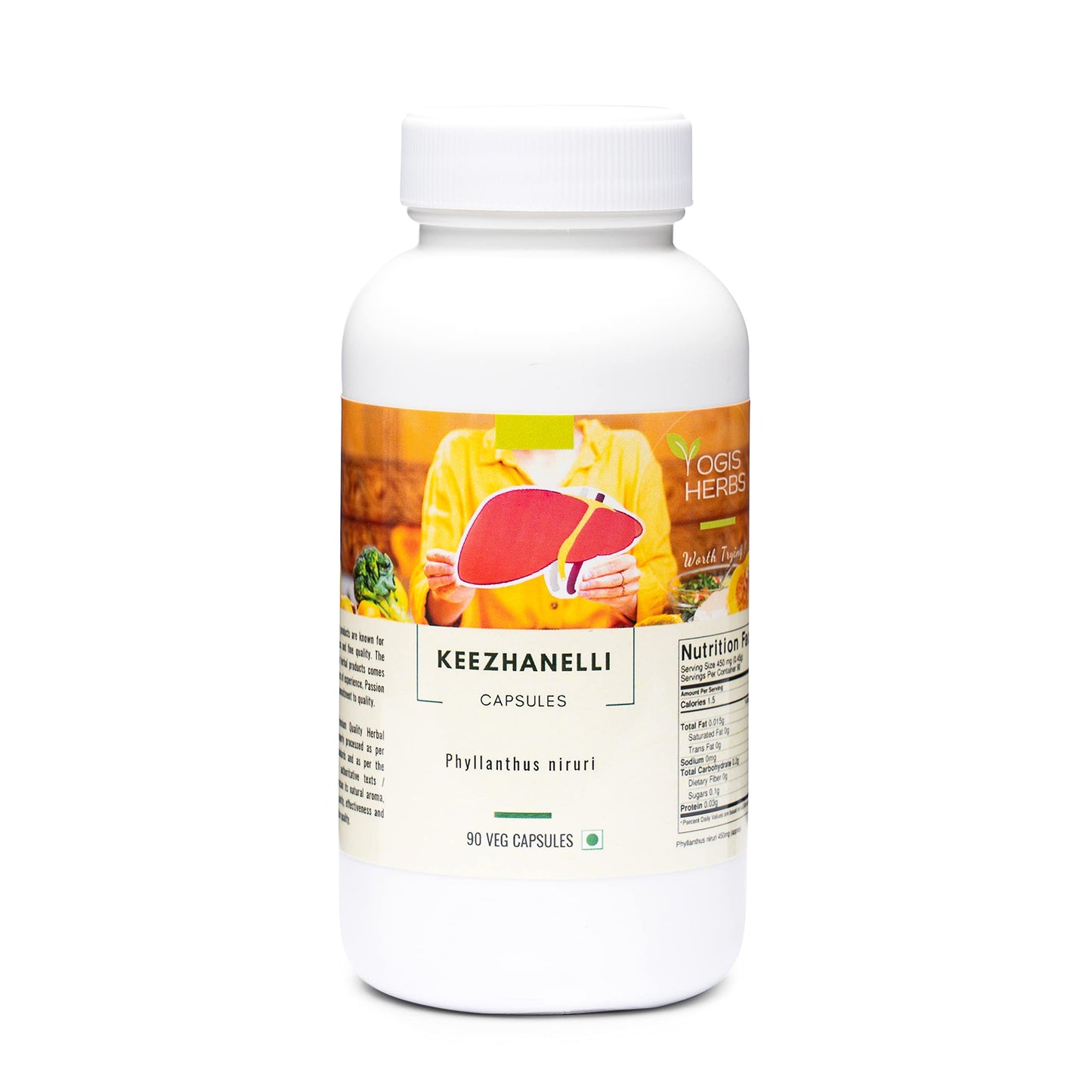 YOGIS HERBS Keezhanelli Capsules (Phyllanthus Niruri) Veg Capsules, 90 Count