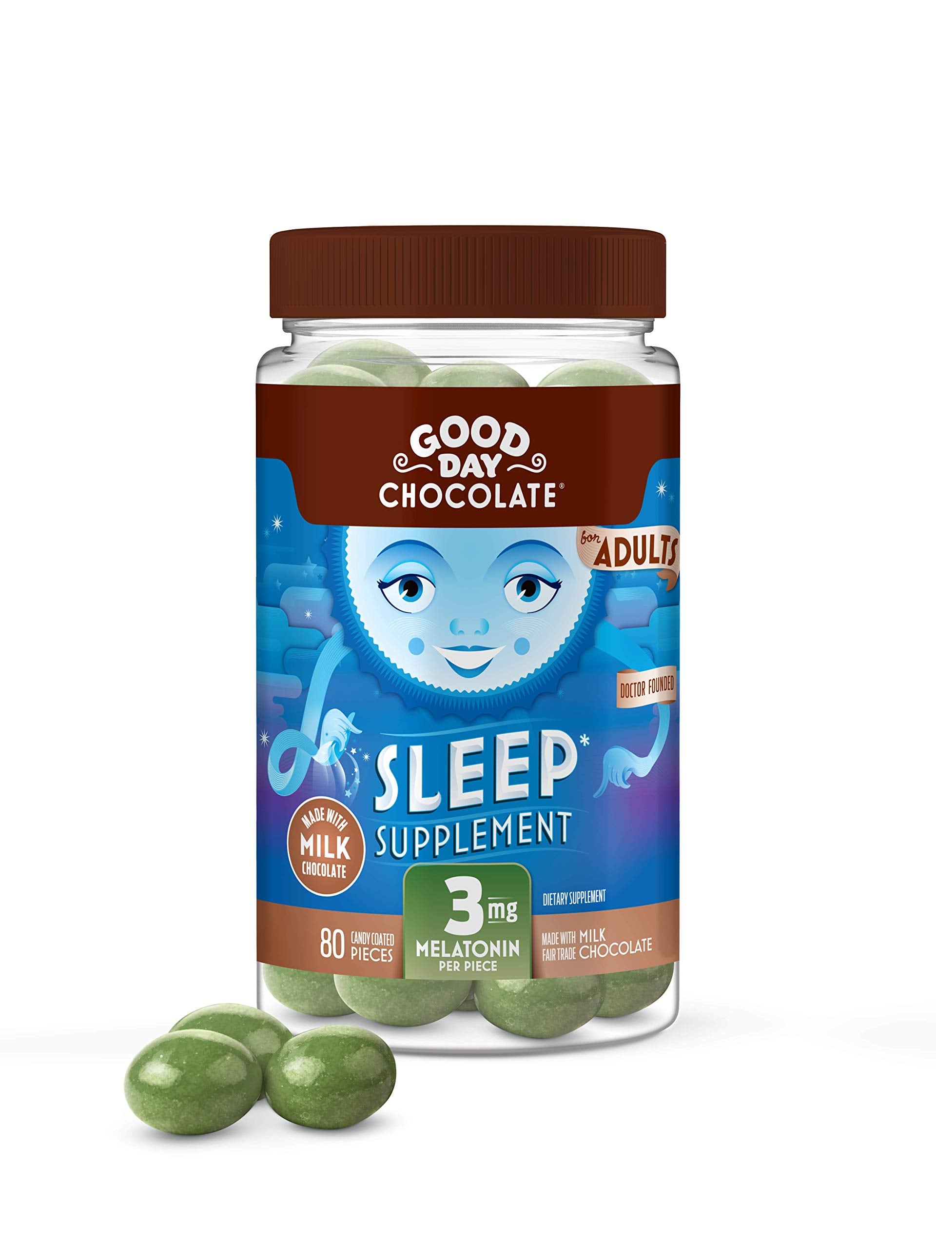 Good Day Chocolate Melatonin for Adults Chewable 80 Count