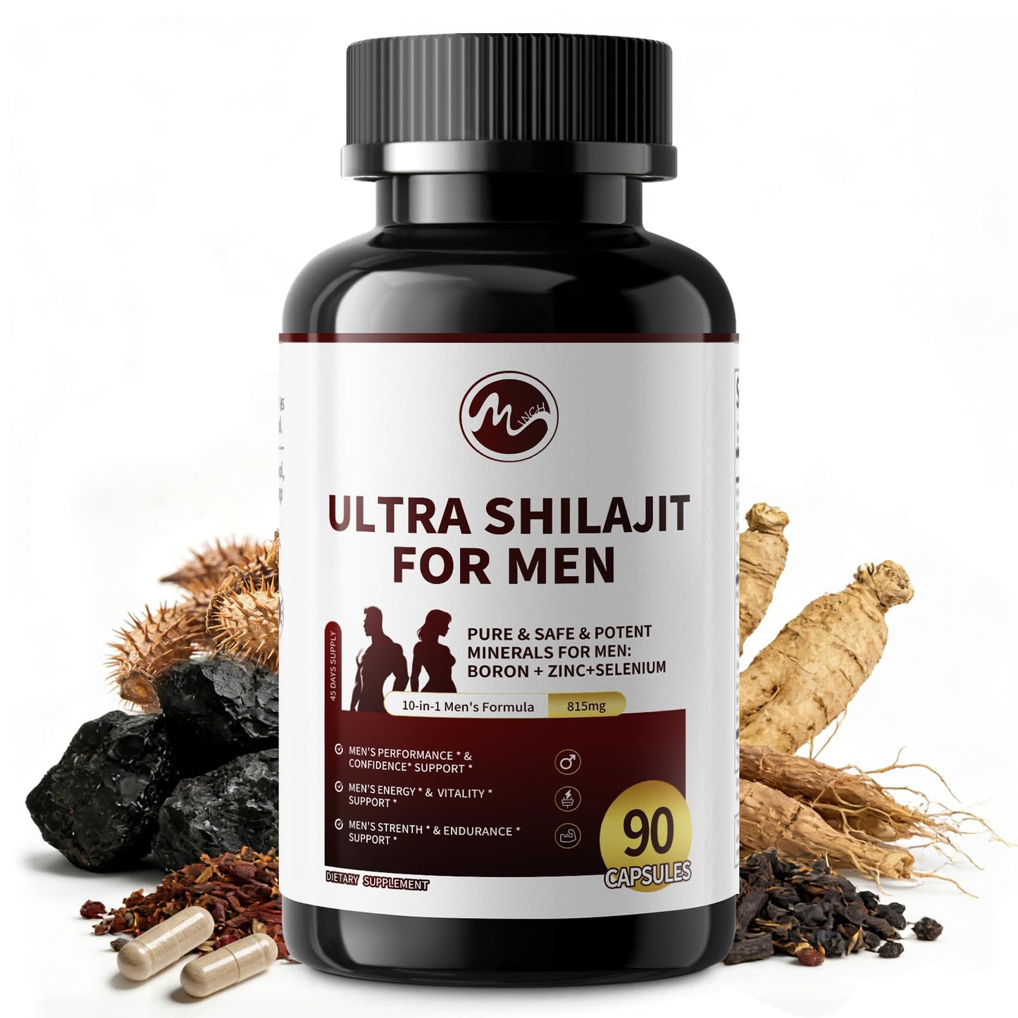 M inch Shilajit for Men, 90 Capsules