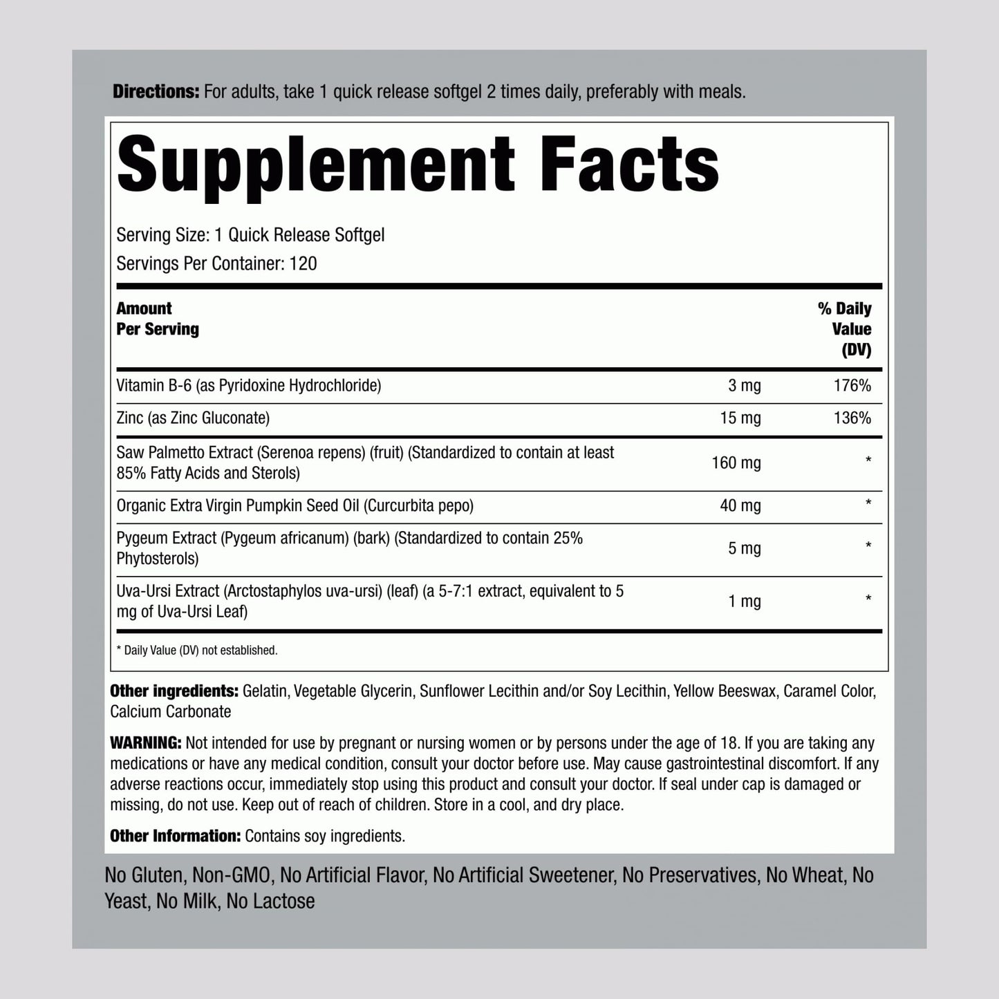 Piping Rock Saw Palmetto Softgels 120