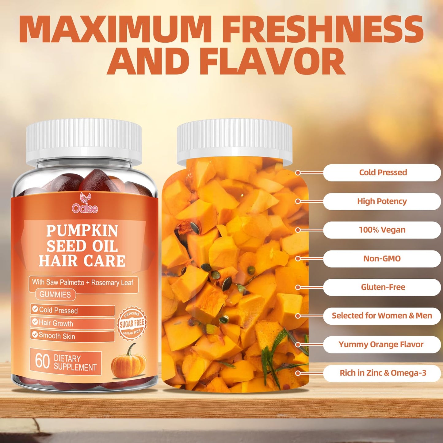 OALSE Pumpkin Seed Oil with Saw Palmetto Gummies 60 Count