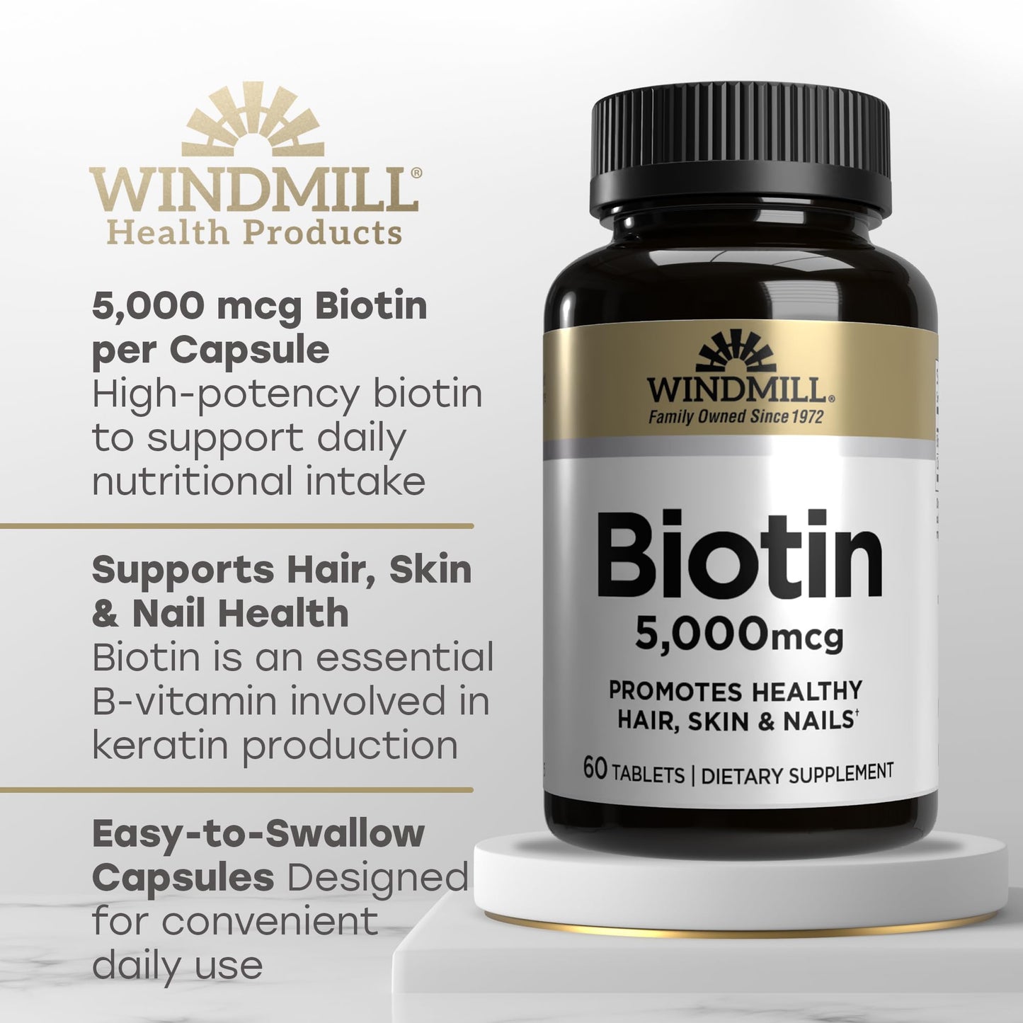 Windmill Biotin 5000 mcg Tablet, 60 Count
