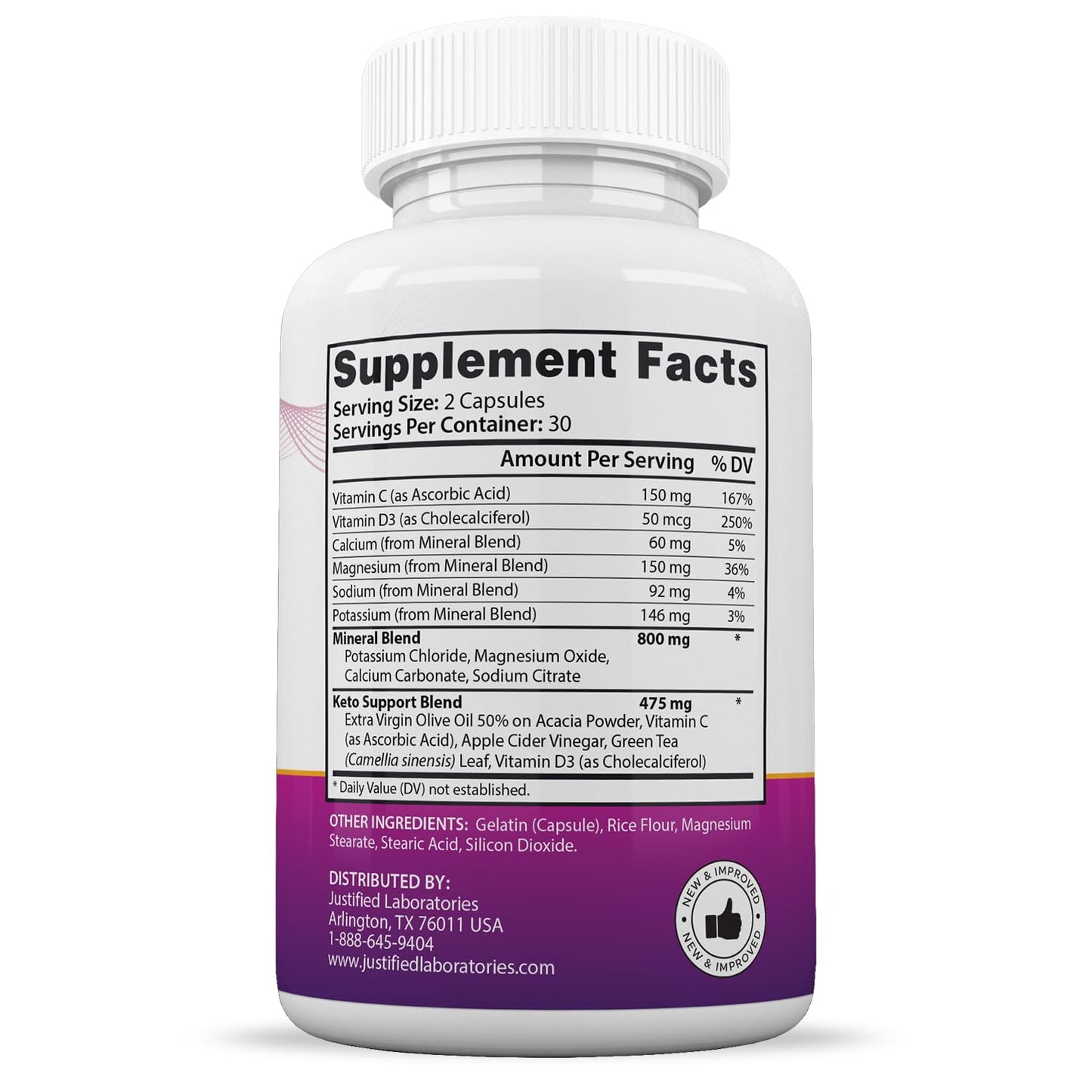 Justified Laboratories Ripped Results Keto ACV 180 Capsules