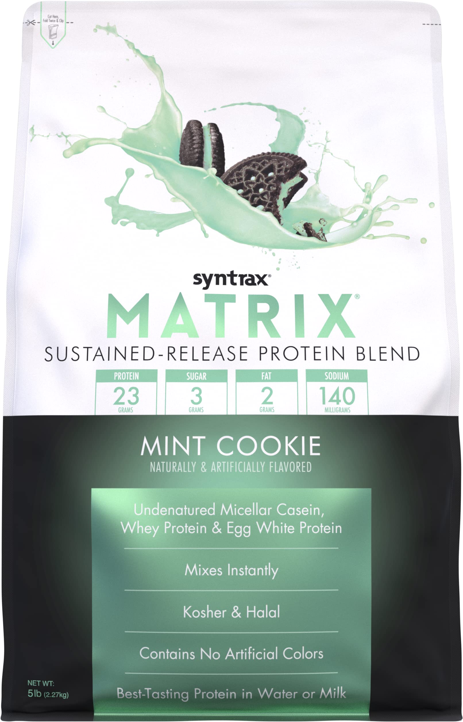 Syntrax Matrix Sustained-Release Protein Blend Powder, Mint Cookie, 80