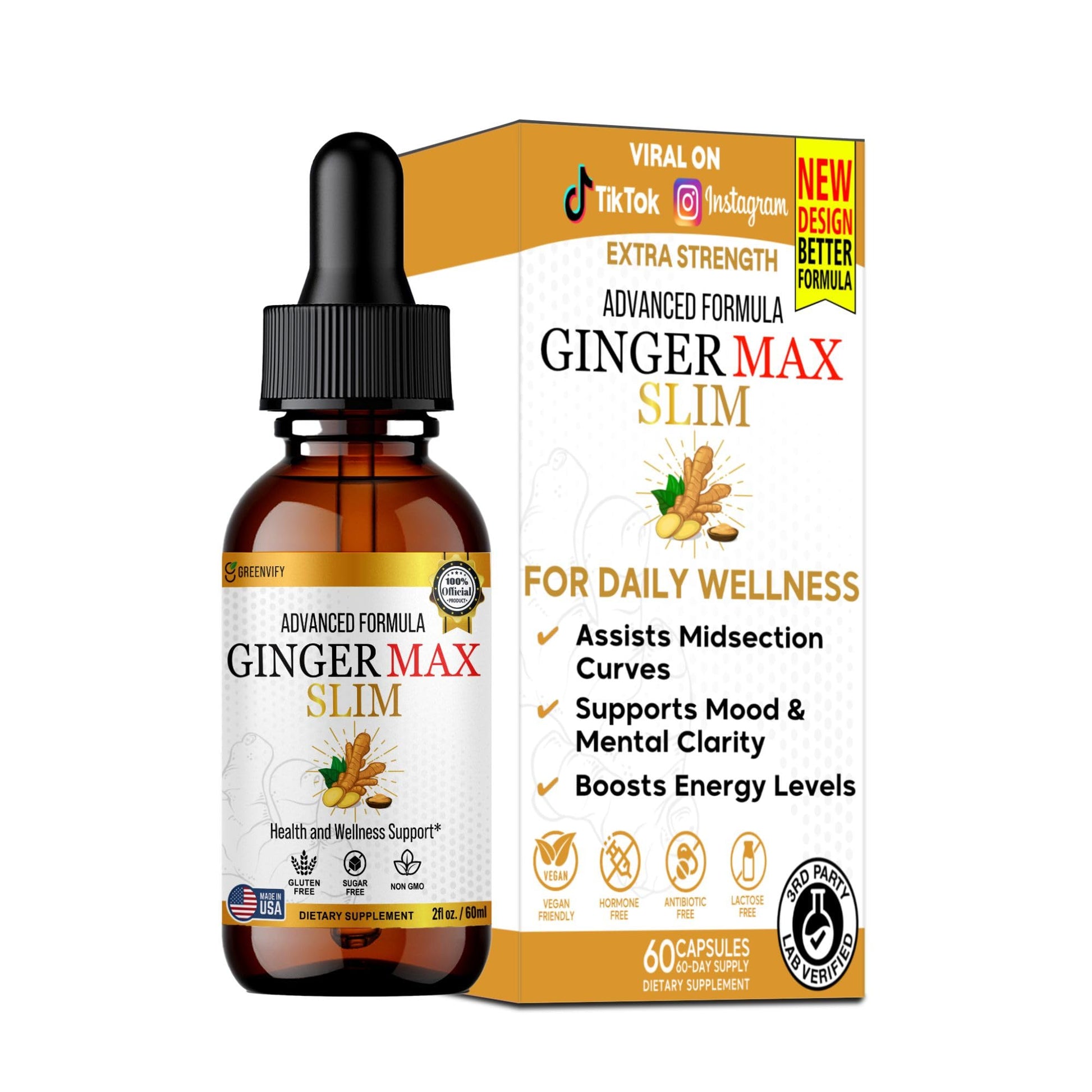GREENVIFY Ginger Max Dietary Supplement, Advanced Formula Capsule, 60 Count