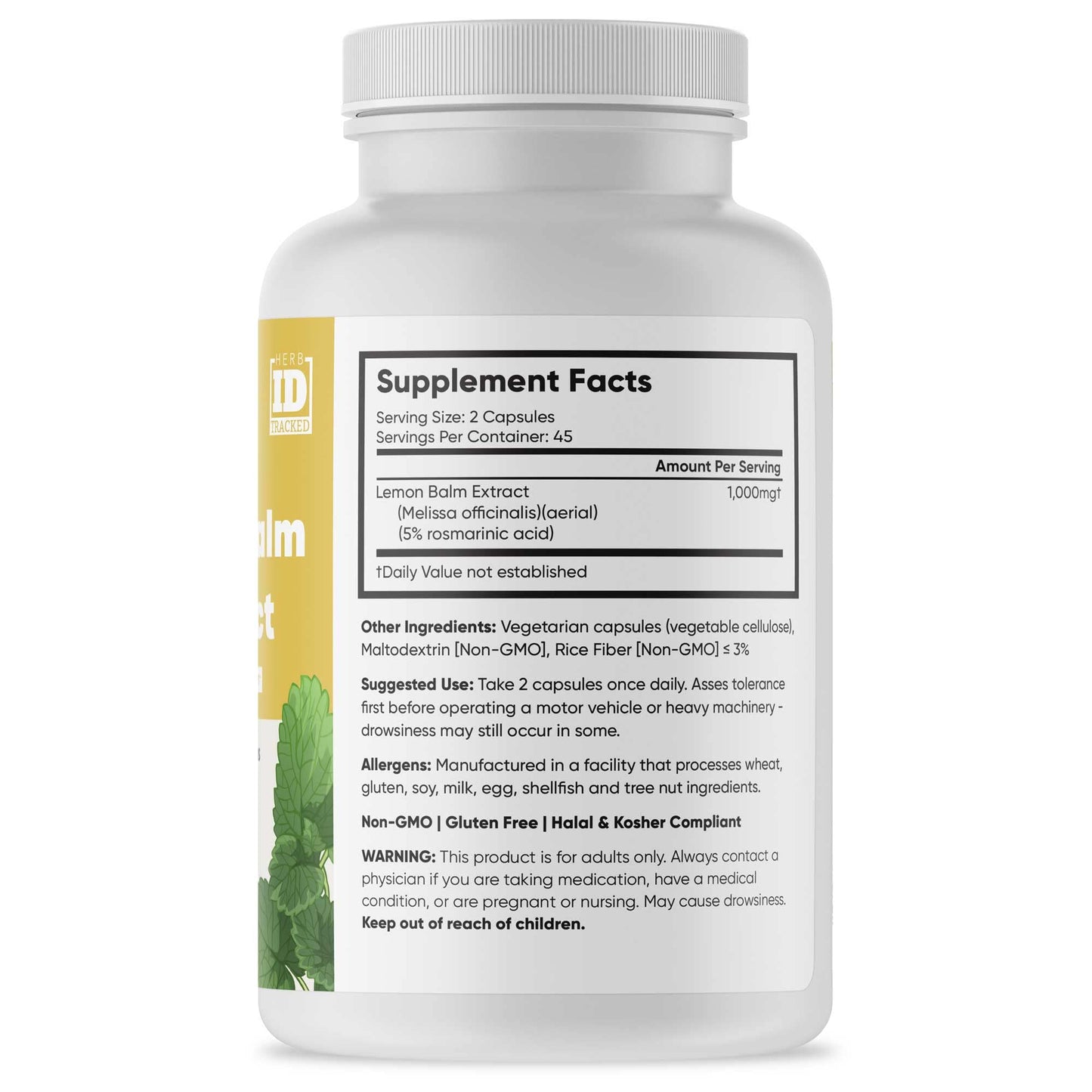 Brain Forza Lemon Balm R5 Extract Capsules - Standardized Extract 5% Rosmarinic Acid, 90 Capsules