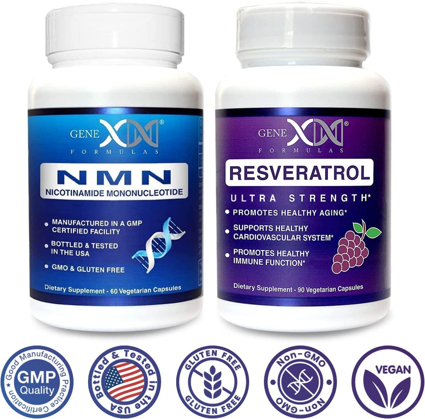 Genex Formulas NMN and Resveratrol Dynamic Duo Capsules, 150 Count
