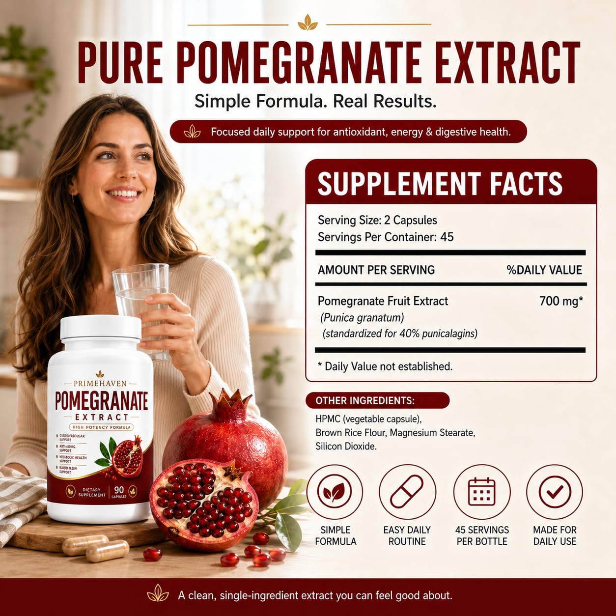 EVERNATURECURE Organic Pomegranate Extract Capsules, 90 Capsules